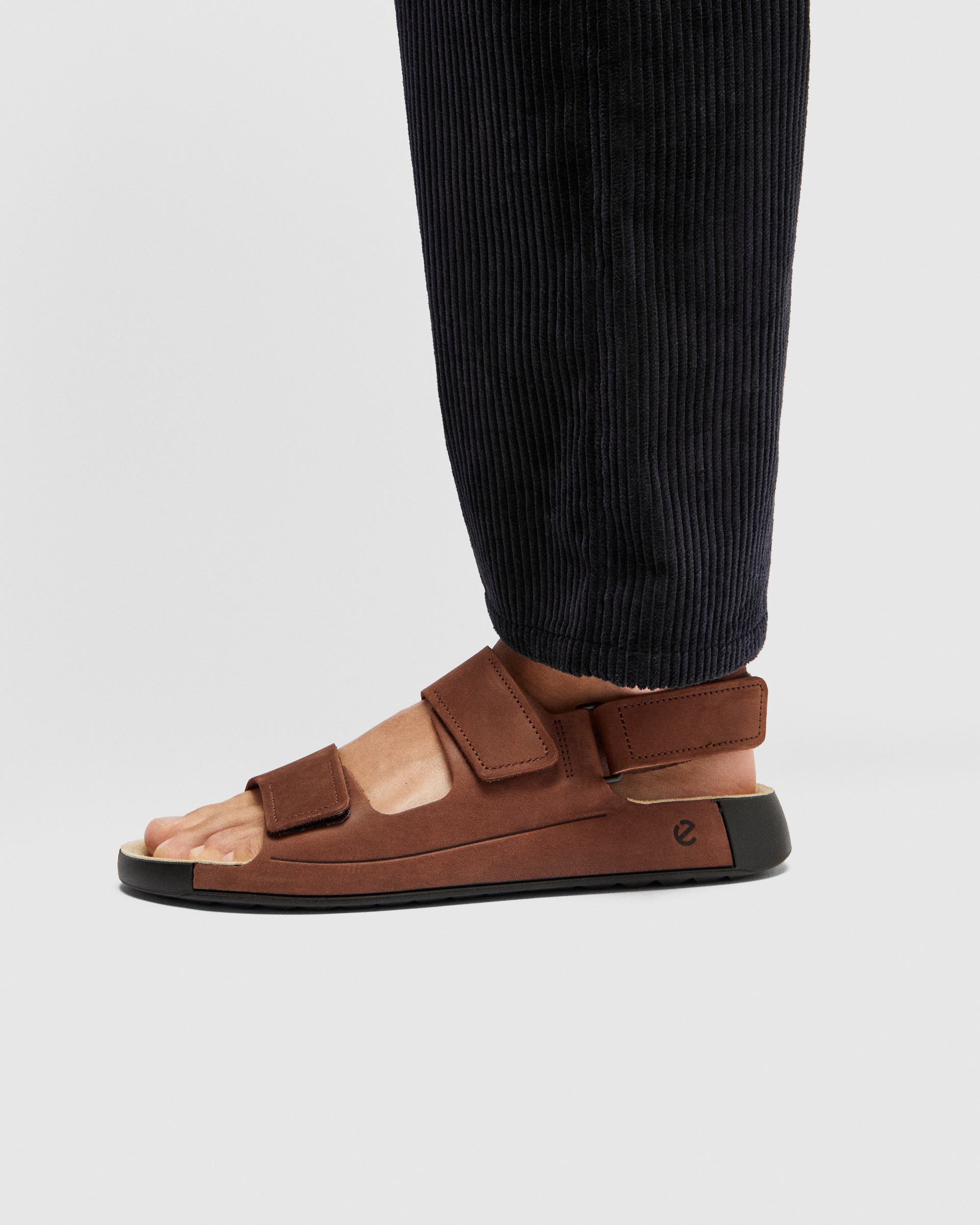 Men's ECCO® Cozmo Nubuck Two-Strap Sandal - Brown - Lifestyle image-1