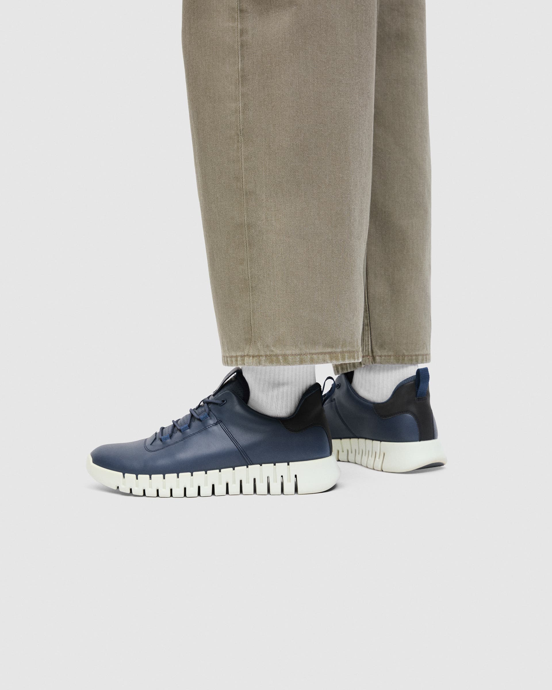 Men's ECCO® Gruuv Leather Trainer - Blue - Lifestyle image-1