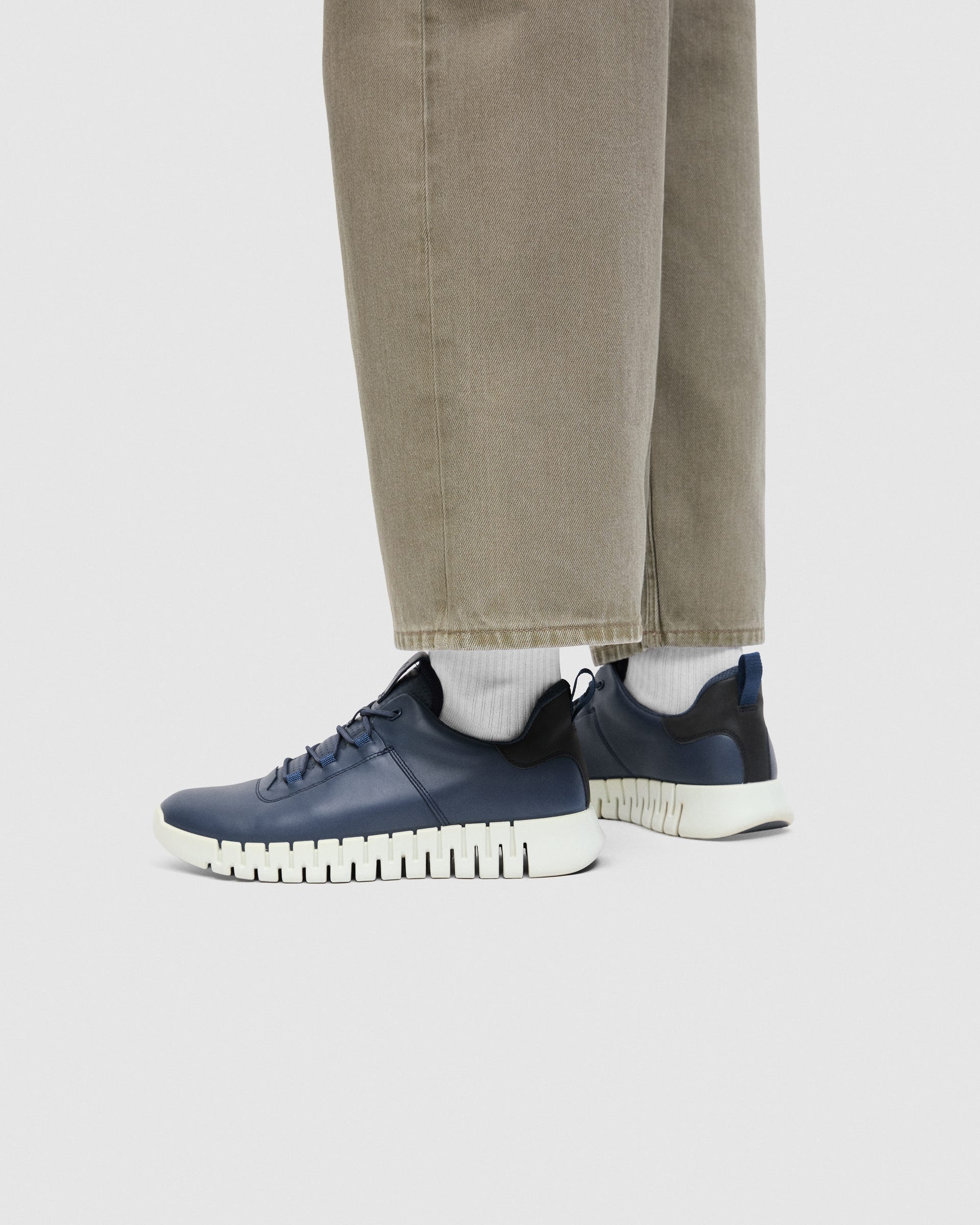 Men's ECCO® Gruuv Leather Trainer - Blue - Lifestyle image-1