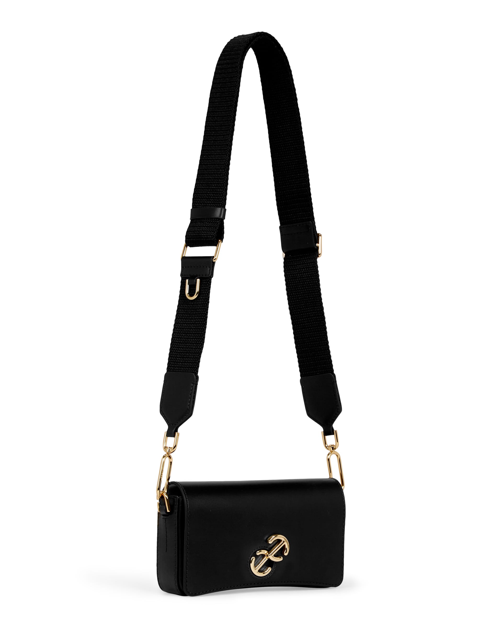 abcdeggggg！！！ ECCO Pinch Small Lock Wave レザークロスボディバッグ | ブラック