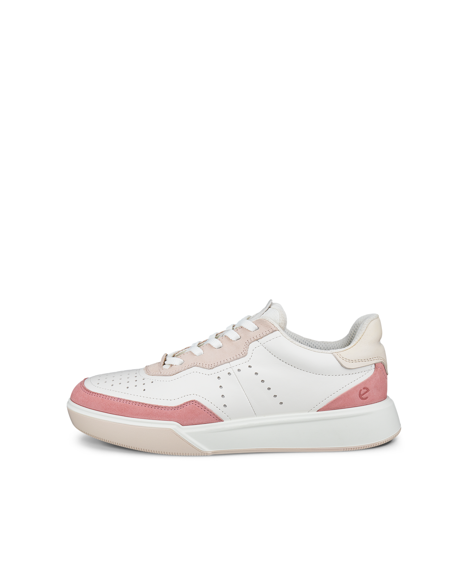Women's ECCO® Street Court Leather Trainer - White - Outside