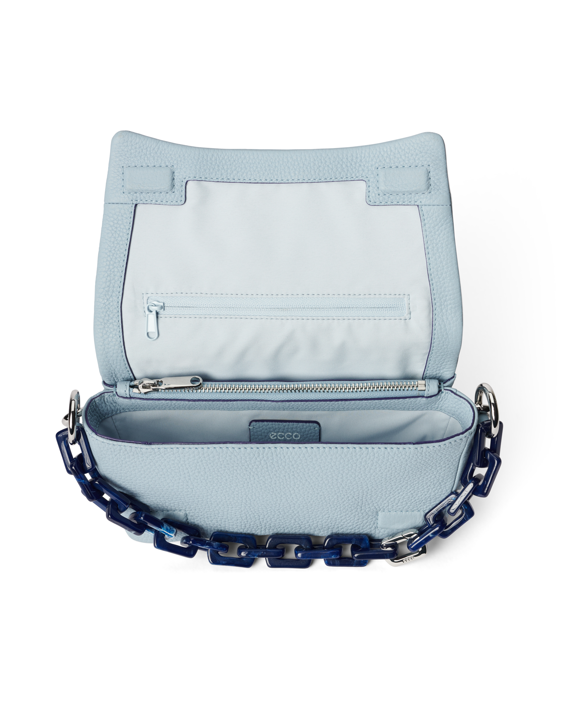 ECCO Pinch Soft Pebbled Chain レザークロスボディバッグ | ブルー