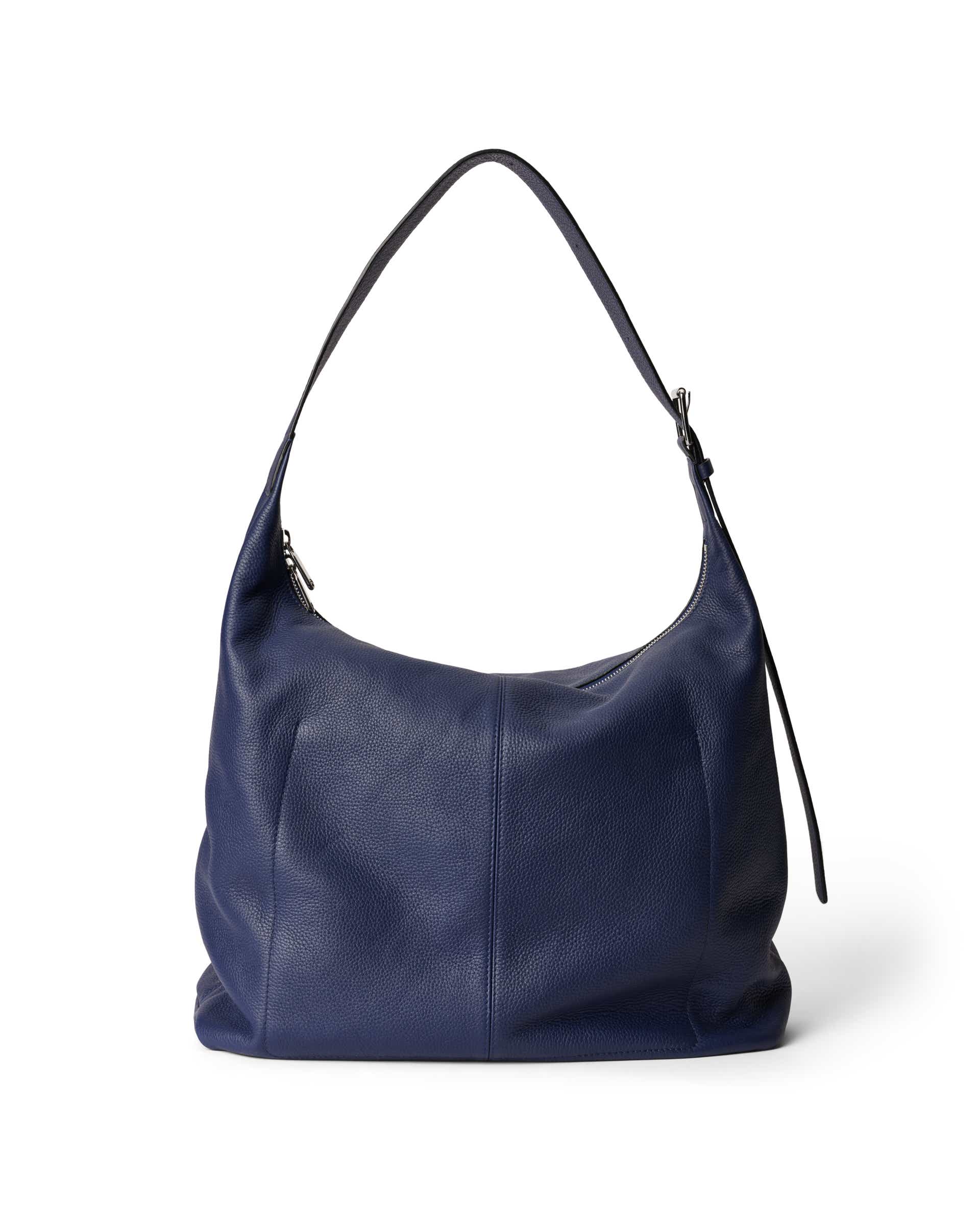 Grand sac hobo en cuir grainé ECCO® Soft - Bleu - Back