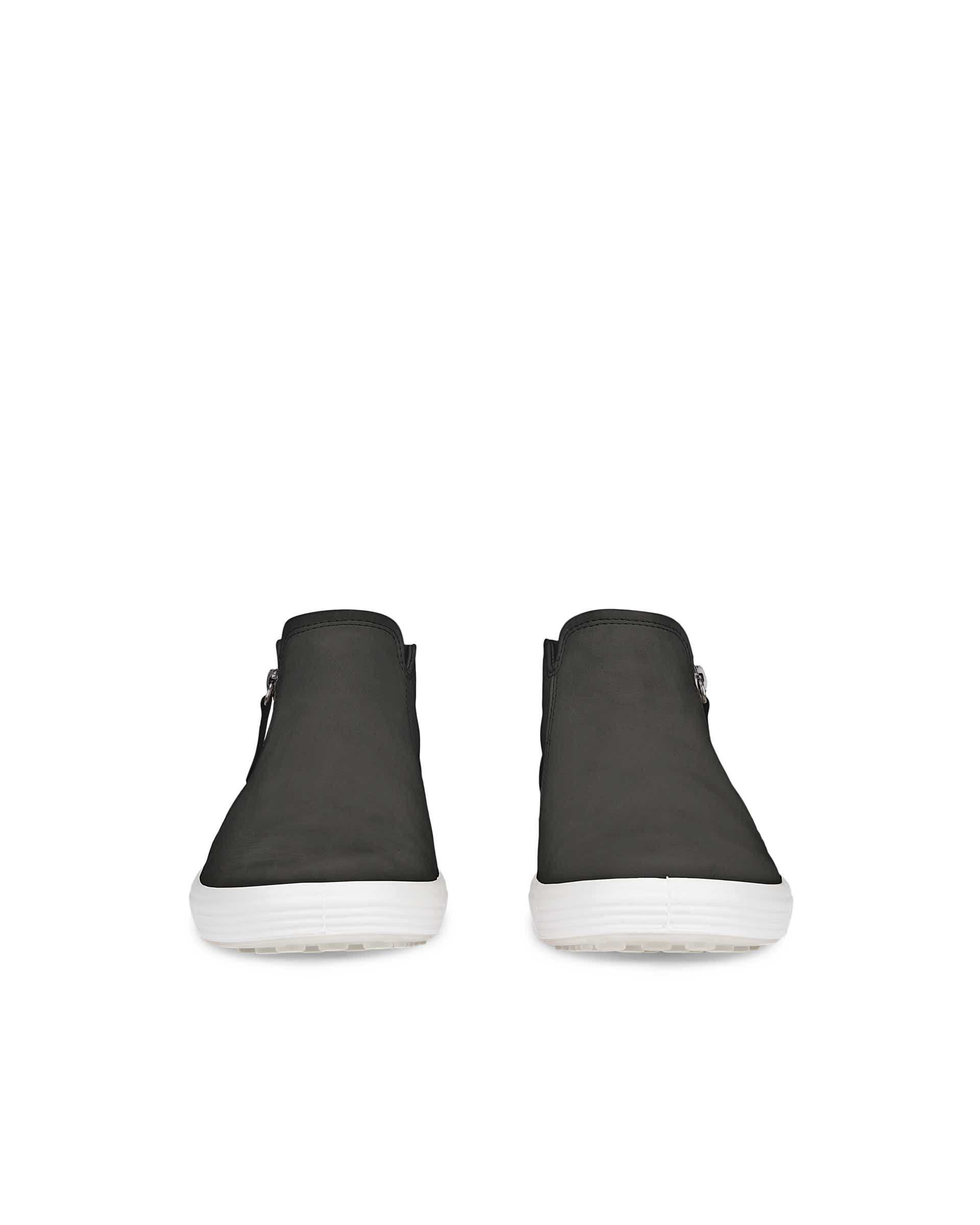 Women's ECCO® Soft 7 Nubuck Zip Bootie - Black - Front pair