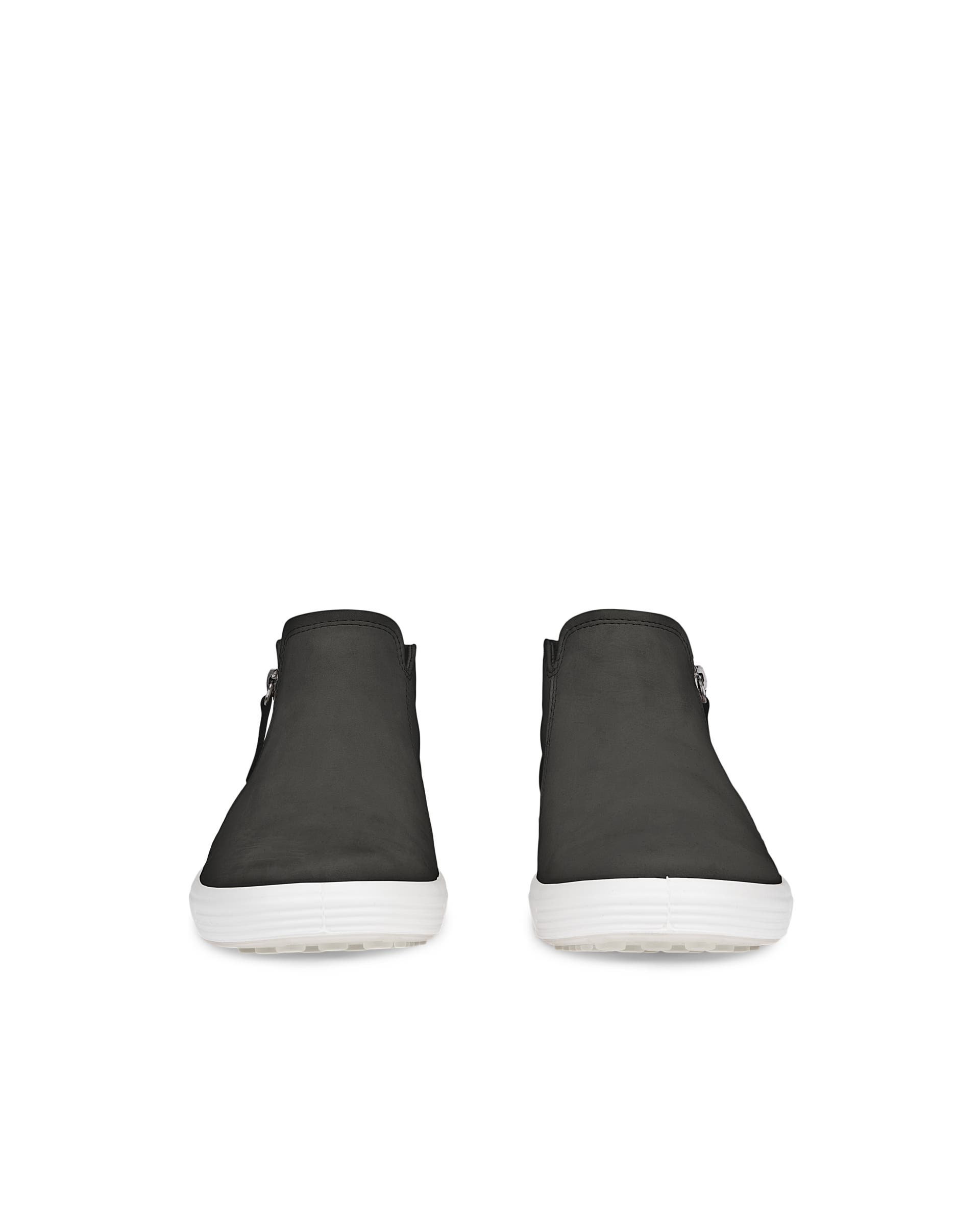 Women's ECCO® Soft 7 Nubuck Zip Bootie - Black - Front pair