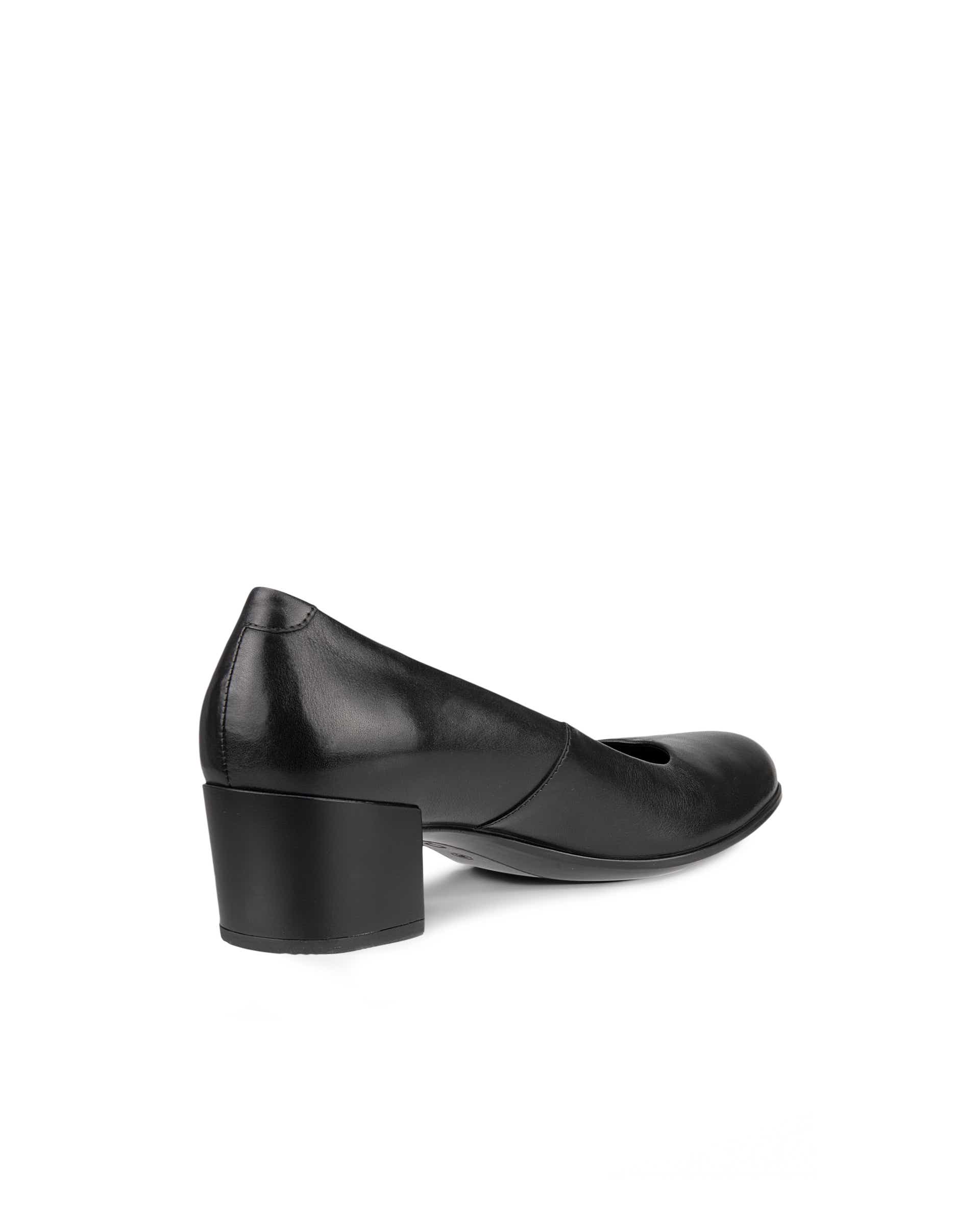 Women's ECCO® Dress Classic 35 Leather Block-Heeled Pump - Black - Back