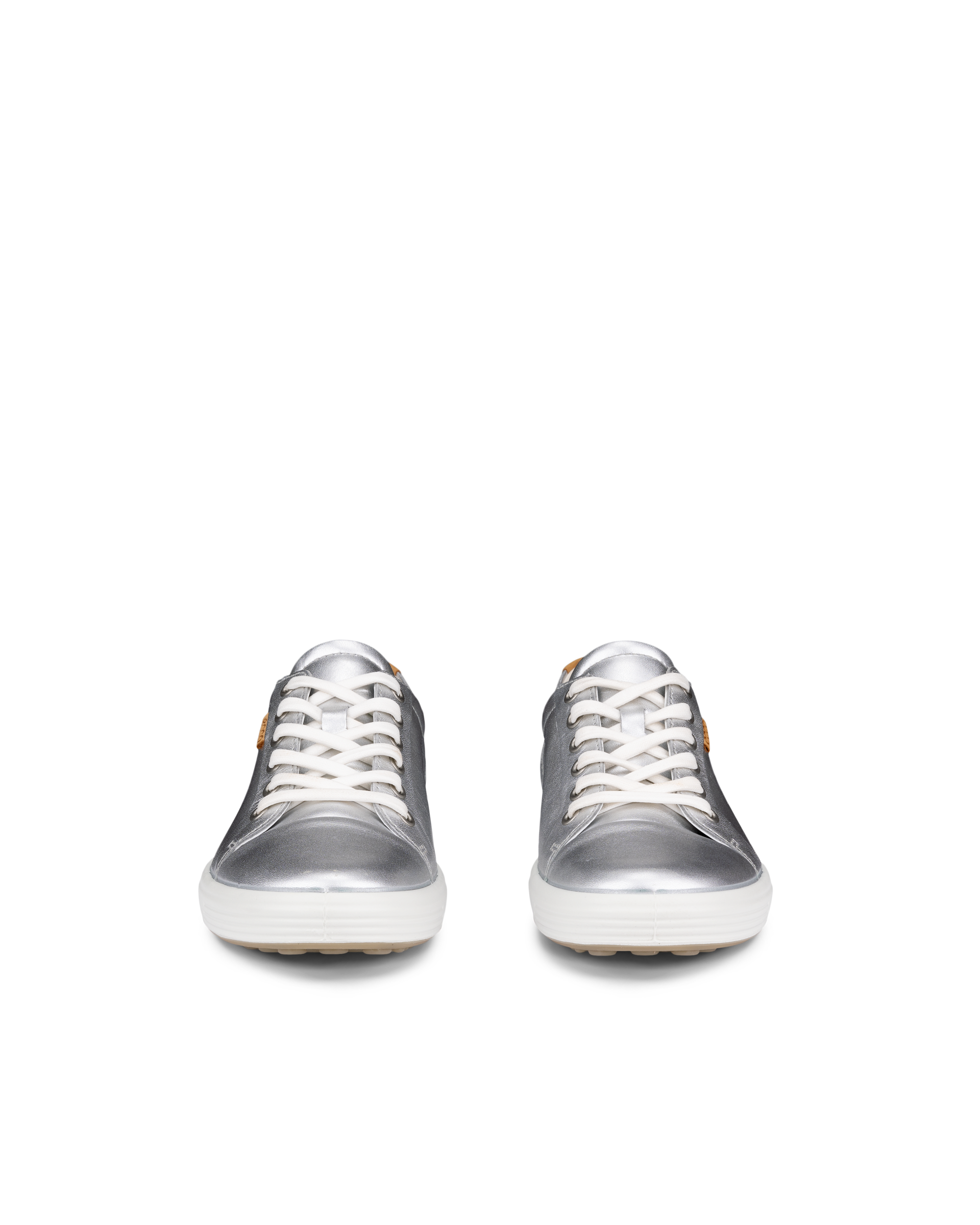 Zapatillas de piel ECCO® Soft 7 para mujer - Plateado - Front pair