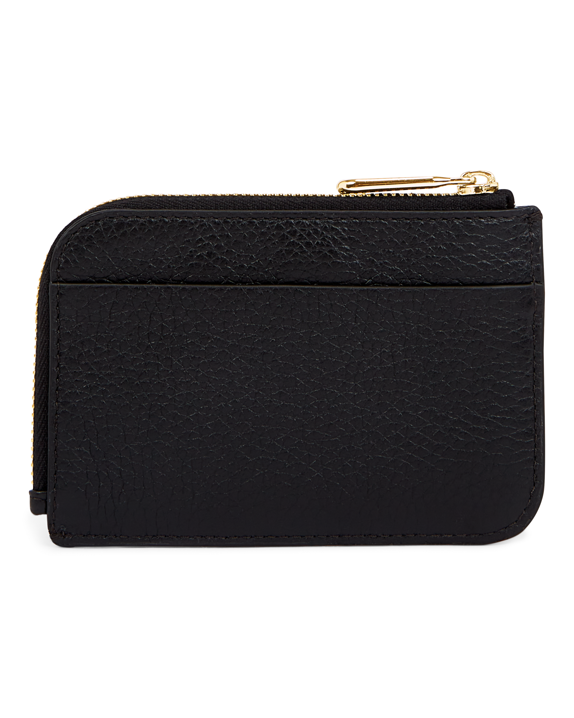 Women's ECCO® Zipped Pebbled Leather Card Case - Black - Back