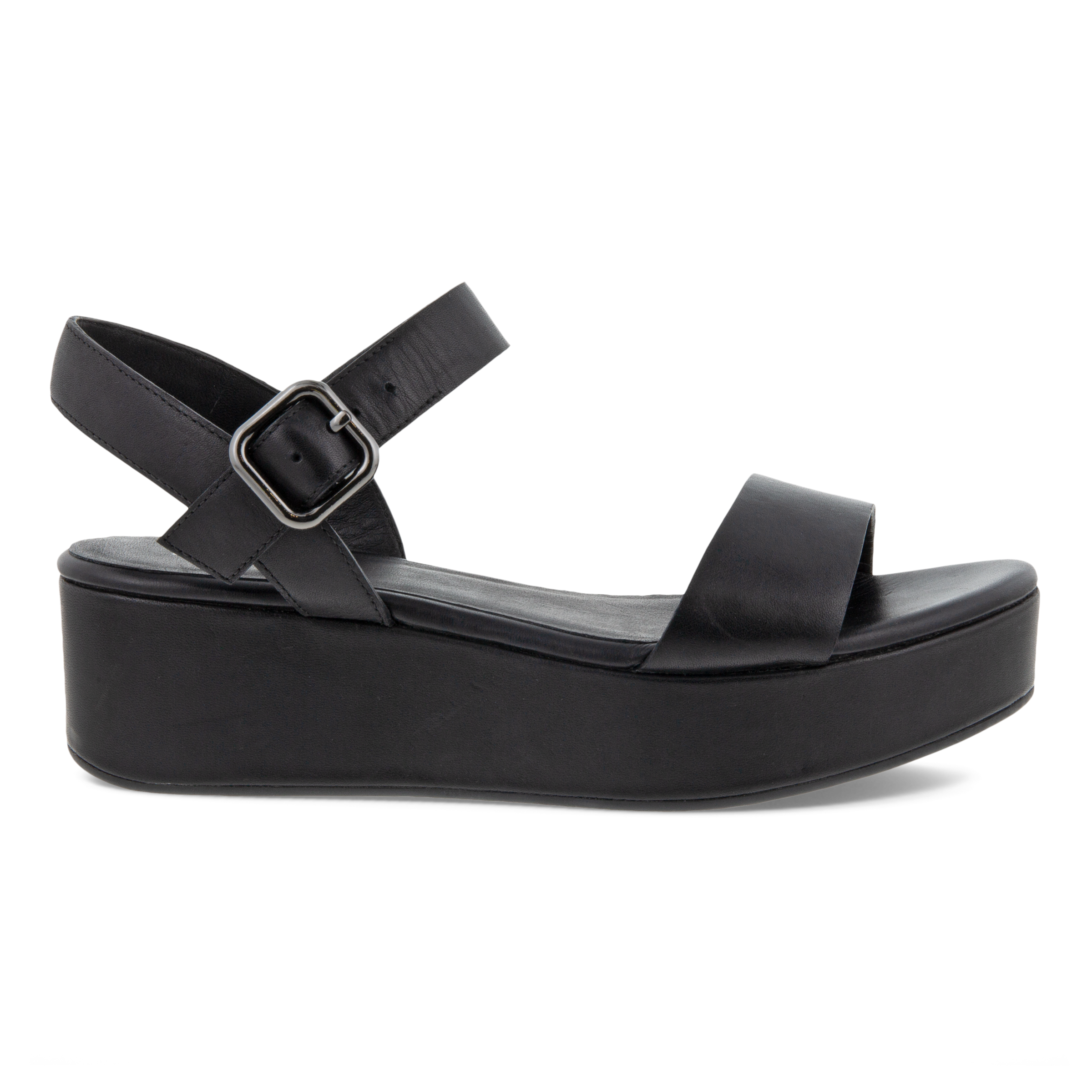 ECCO Elevate Plateau ウィメンズ レザーフラットサンダル | ブラック