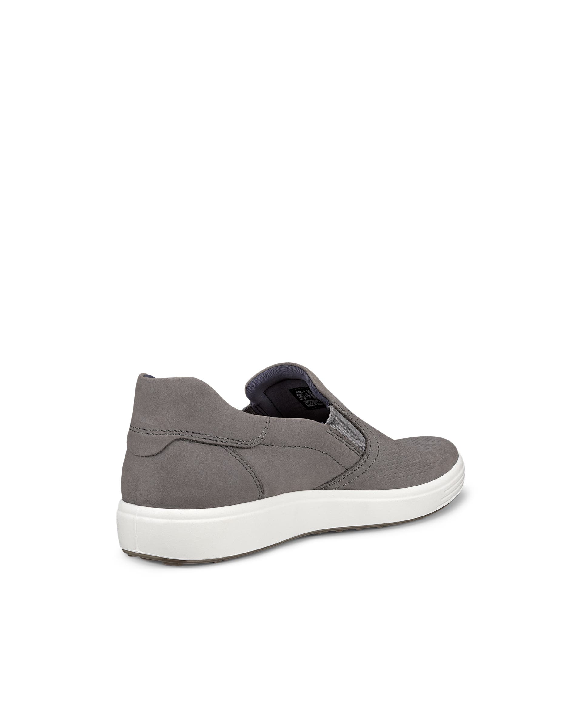 Men's ECCO® Soft 7 Nubuck Slip-In Shoe - Gray - Back