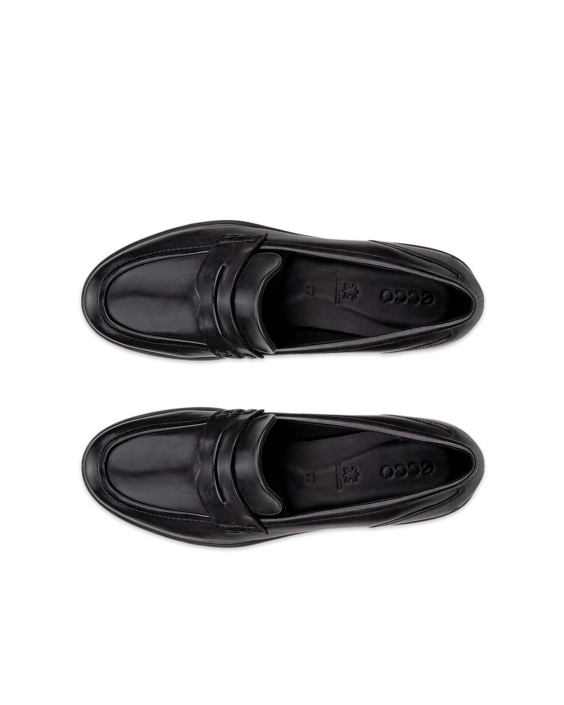 Women's ECCO® Dress Classic 15 Leather Loafer - Black - Top left pair