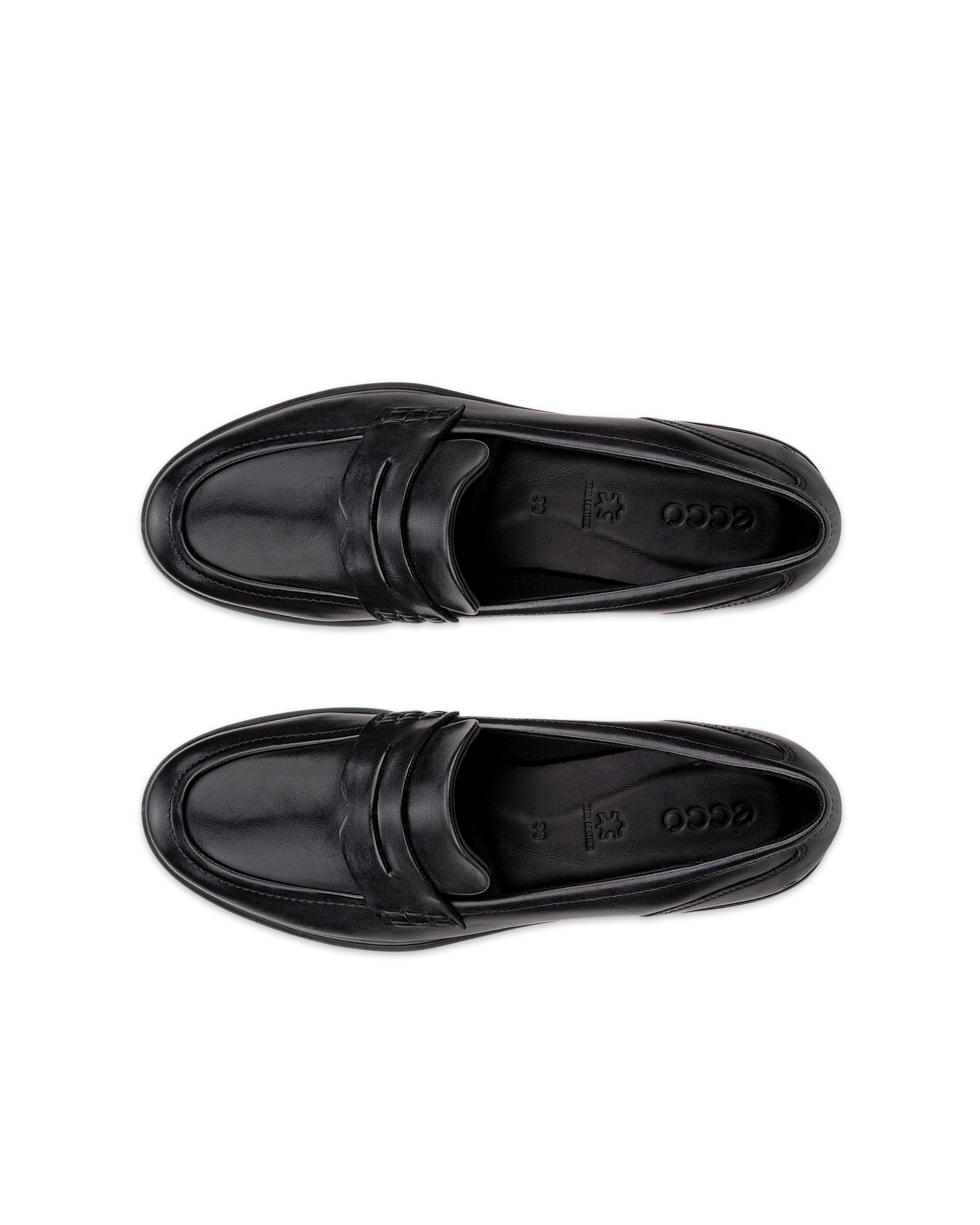 Women's ECCO® Dress Classic 15 Leather Loafer - Black - Top left pair