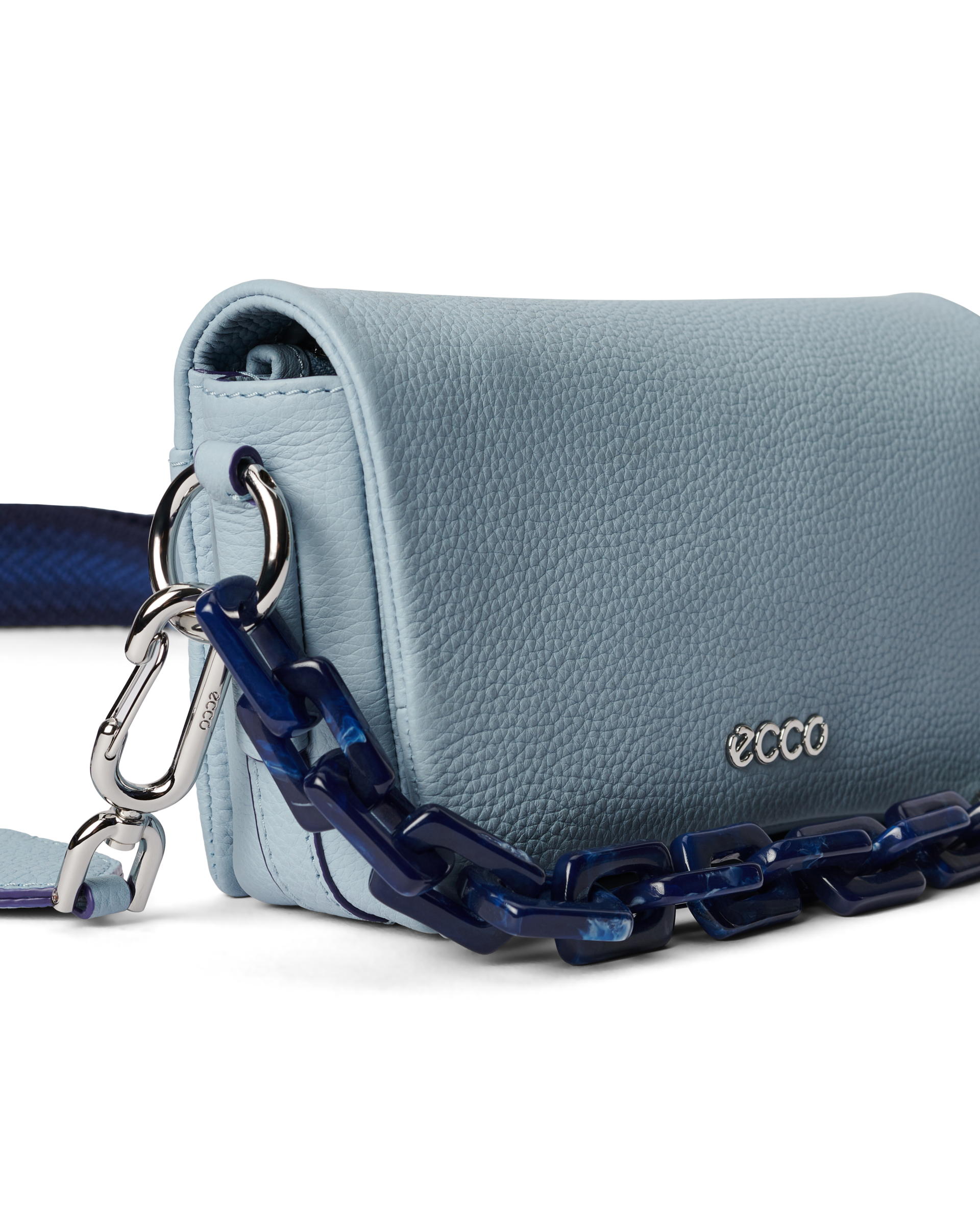 ECCO Pinch Soft Pebbled Chain レザークロスボディバッグ | ブルー