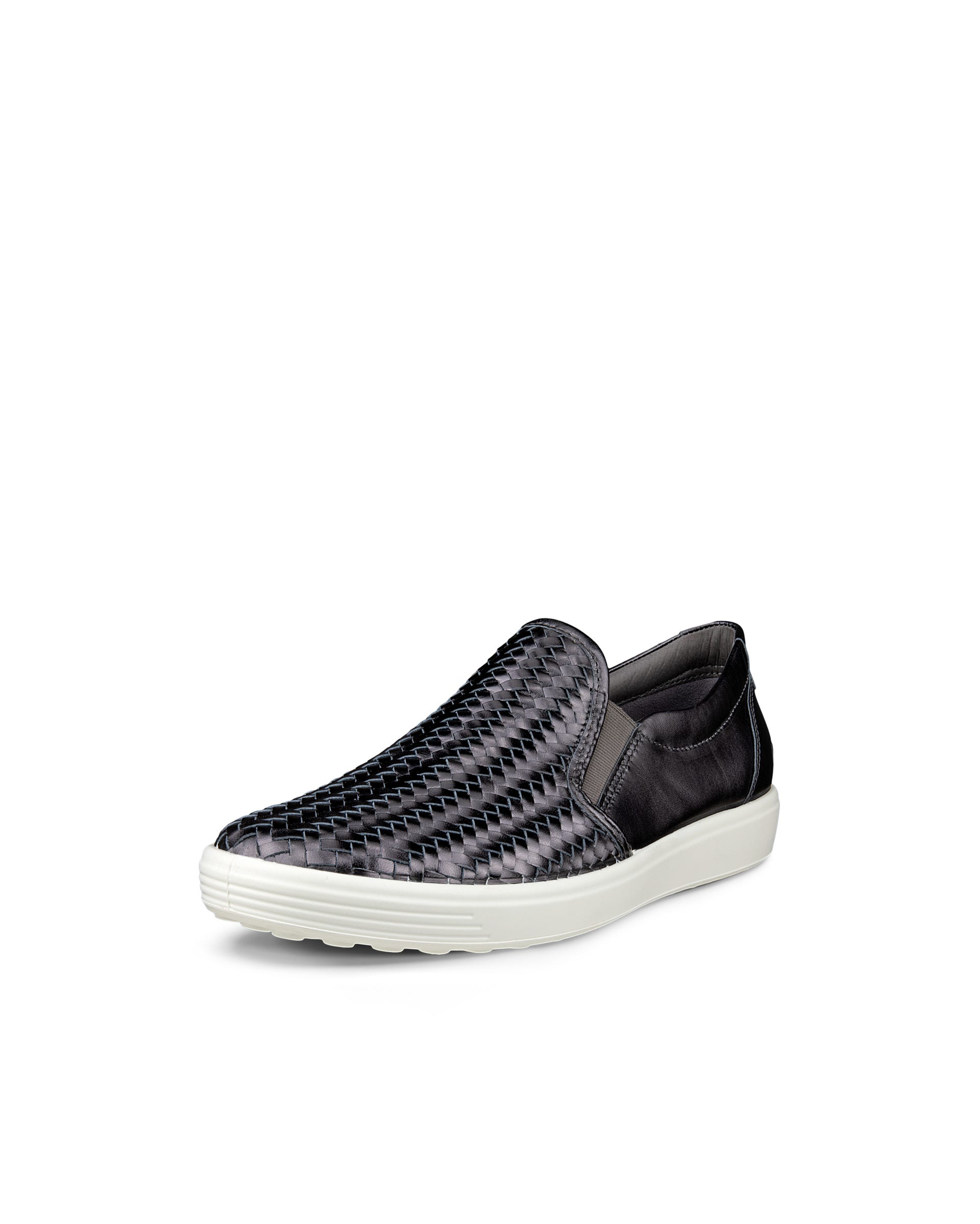 Women's ECCO® Soft Leather Slip-On Silver