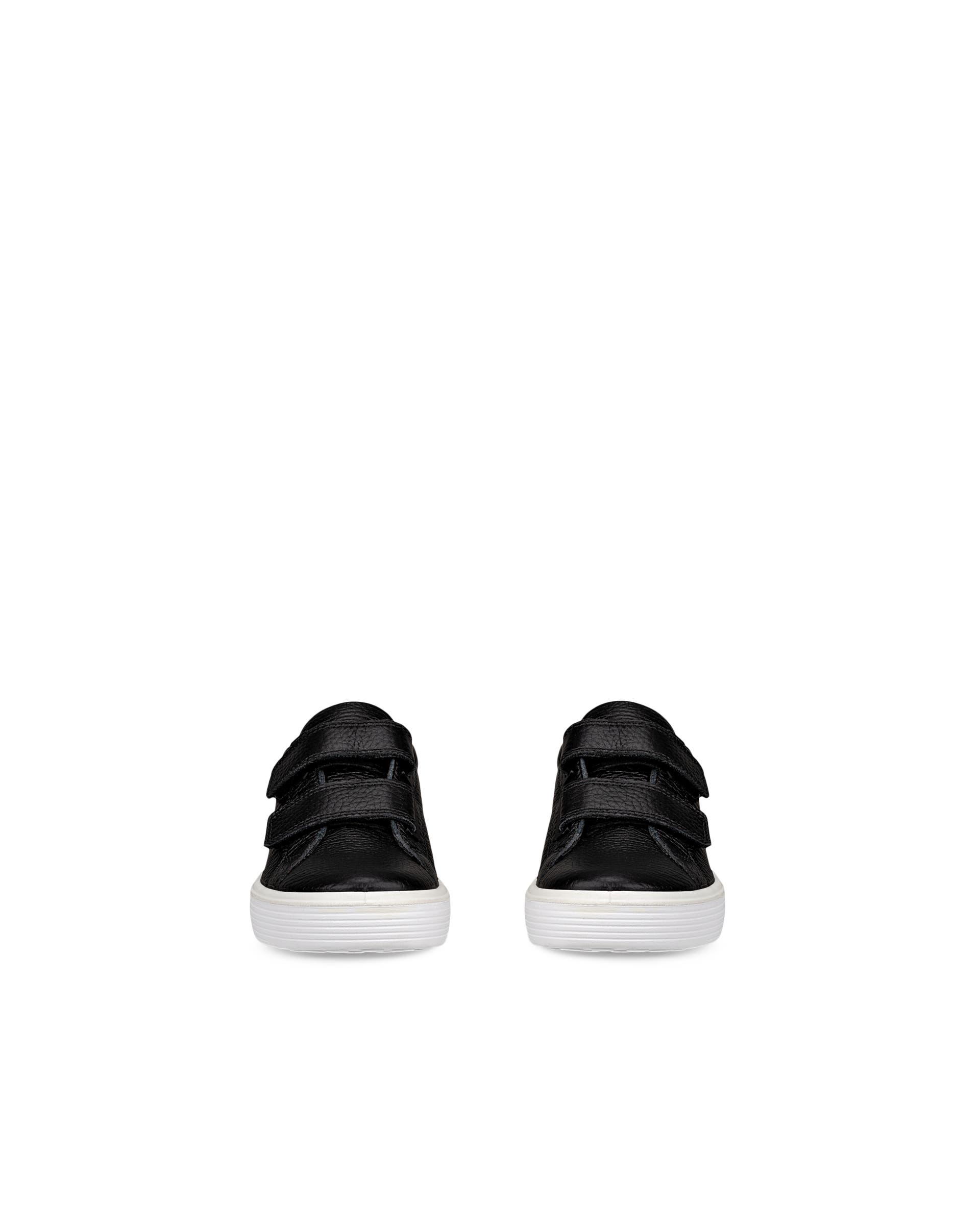 Kids' ECCO® Soft 60 Leather Two-Strap Sneaker - Black - Front pair