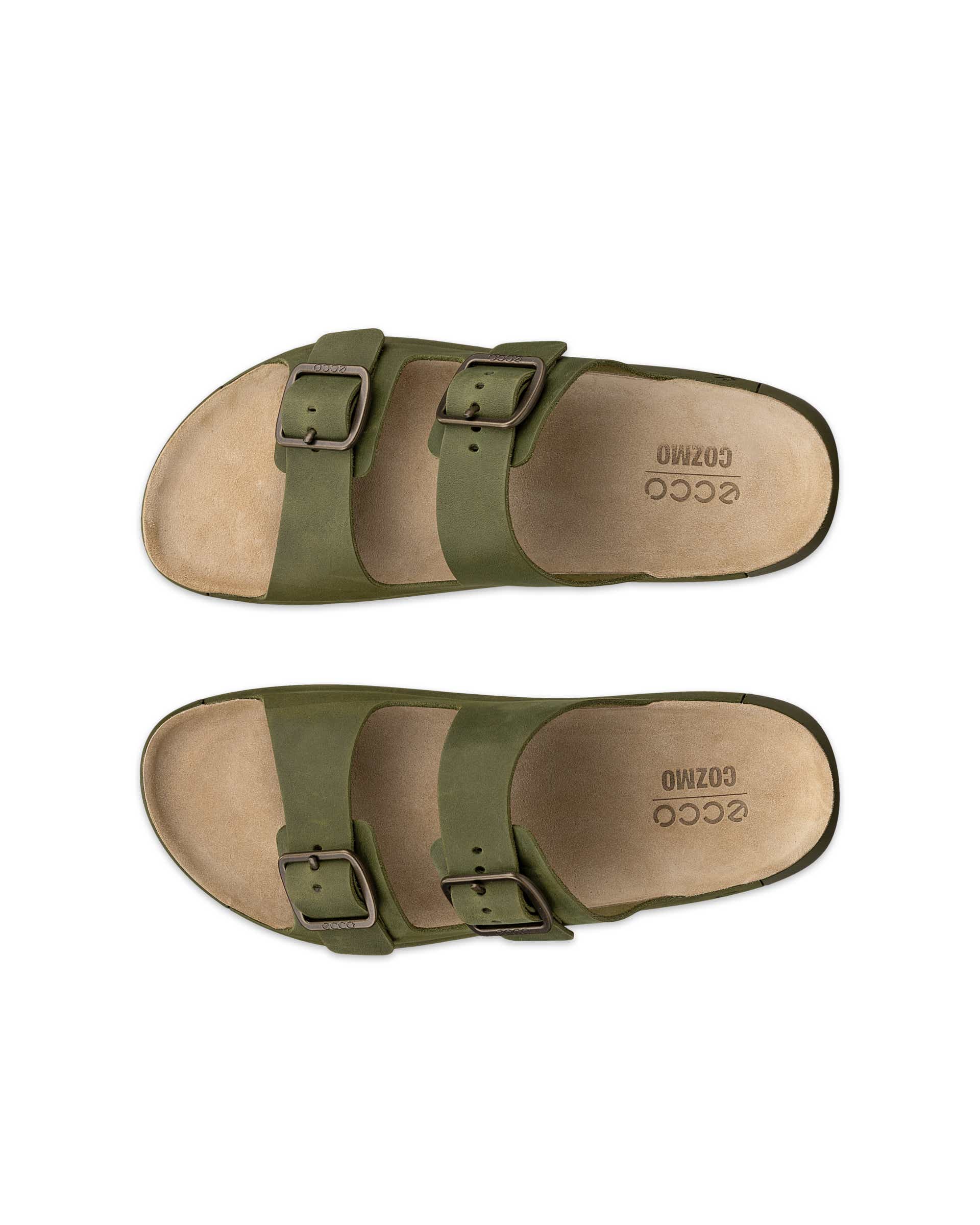 Pánske nubukové sandále 2 remienky ECCO® Cozmo - Zelená - Top left pair