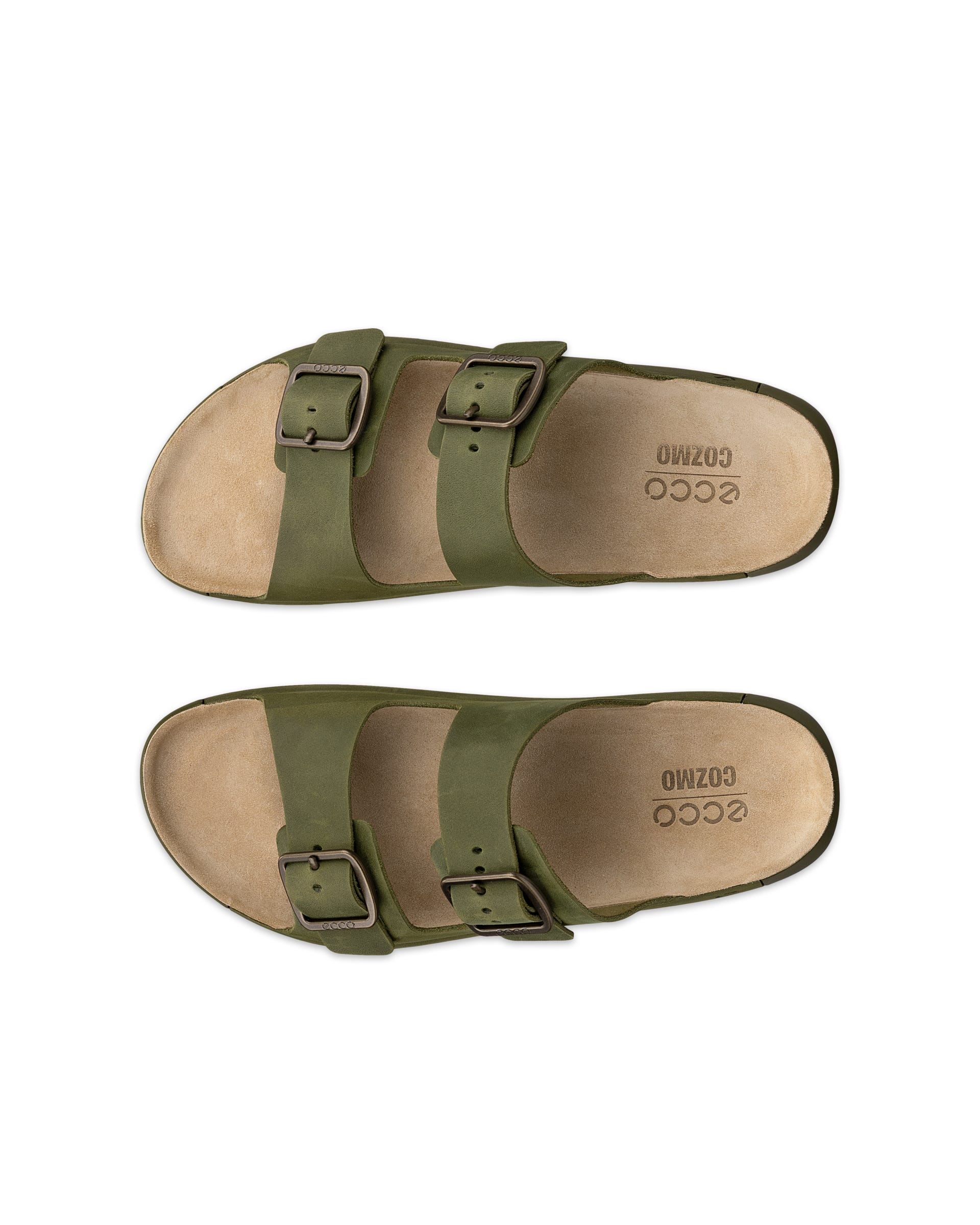 Pánske nubukové sandále 2 remienky ECCO® Cozmo - Zelená - Top left pair