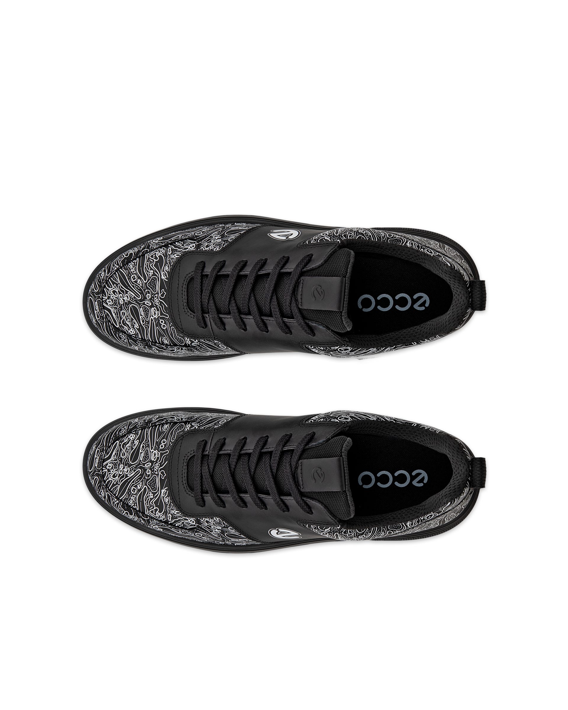 Men's ECCO® Golf Street 720 Leather Gore-Tex Golf Shoe - Black - Top left pair