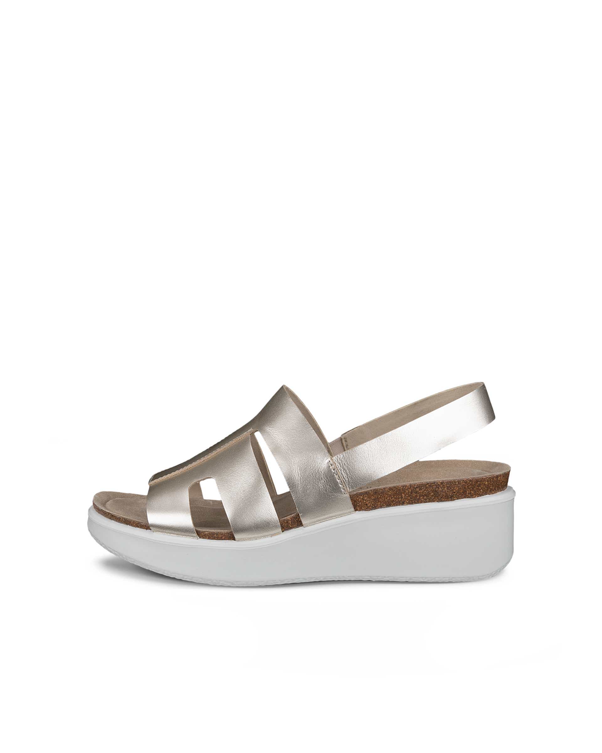 ECCO® Flowt Wedge Cork Skinnsandal med kilklack kork dam - Guld - Outside