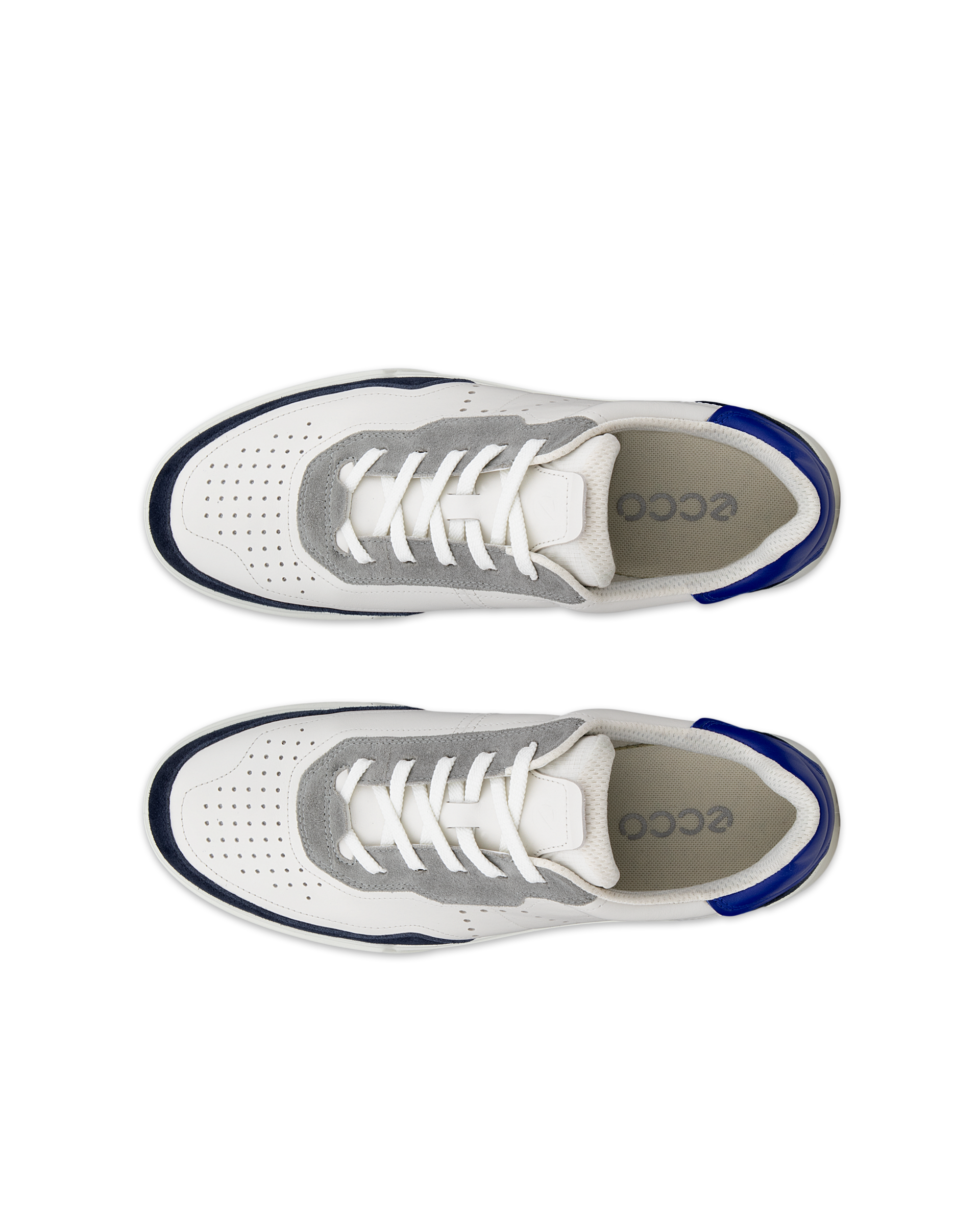 Men's ECCO® Street Court Leather Trainer - White - Top left pair