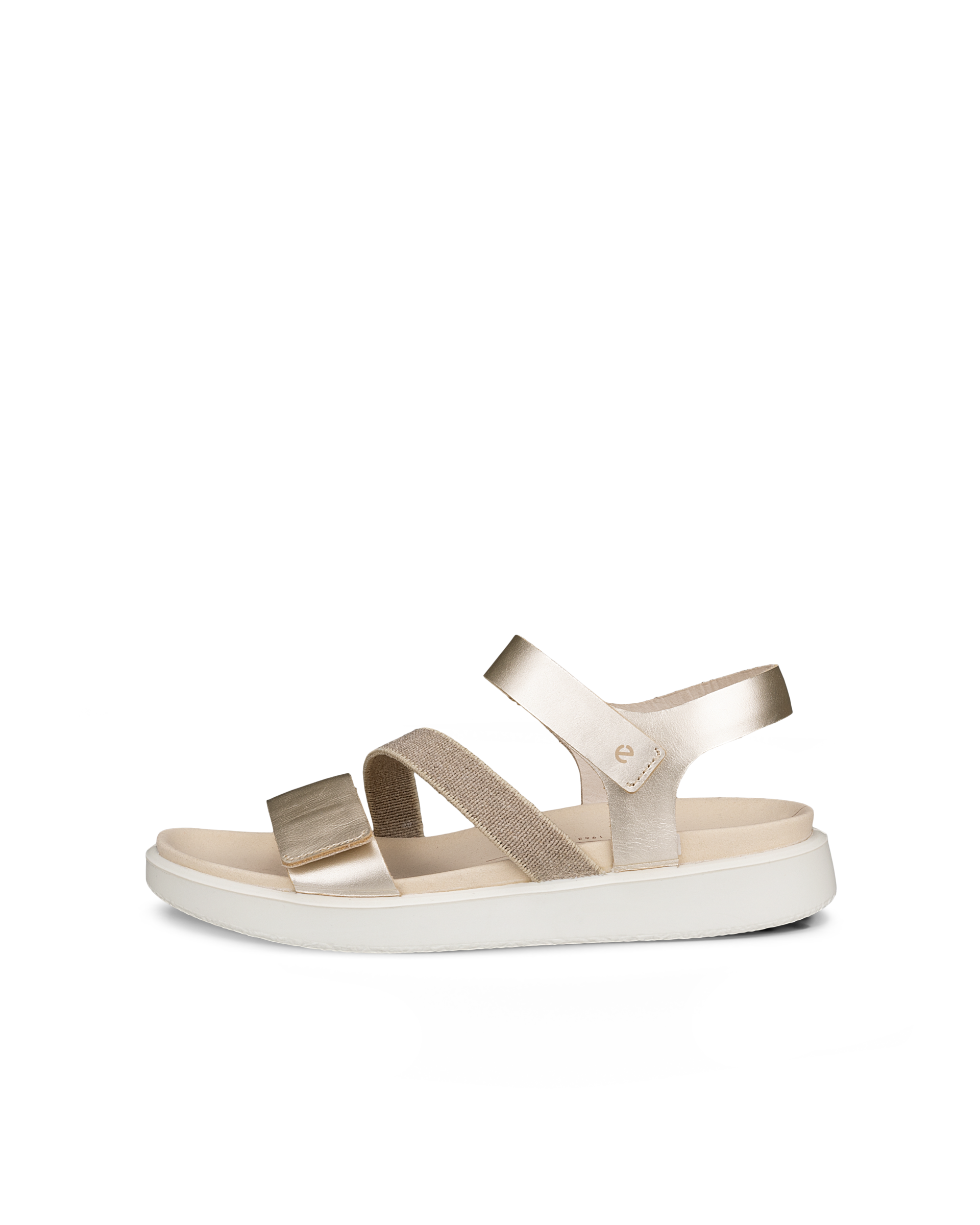 Women's ECCO® Flowt Nubuck Flat Sandal - Metallic - Outside