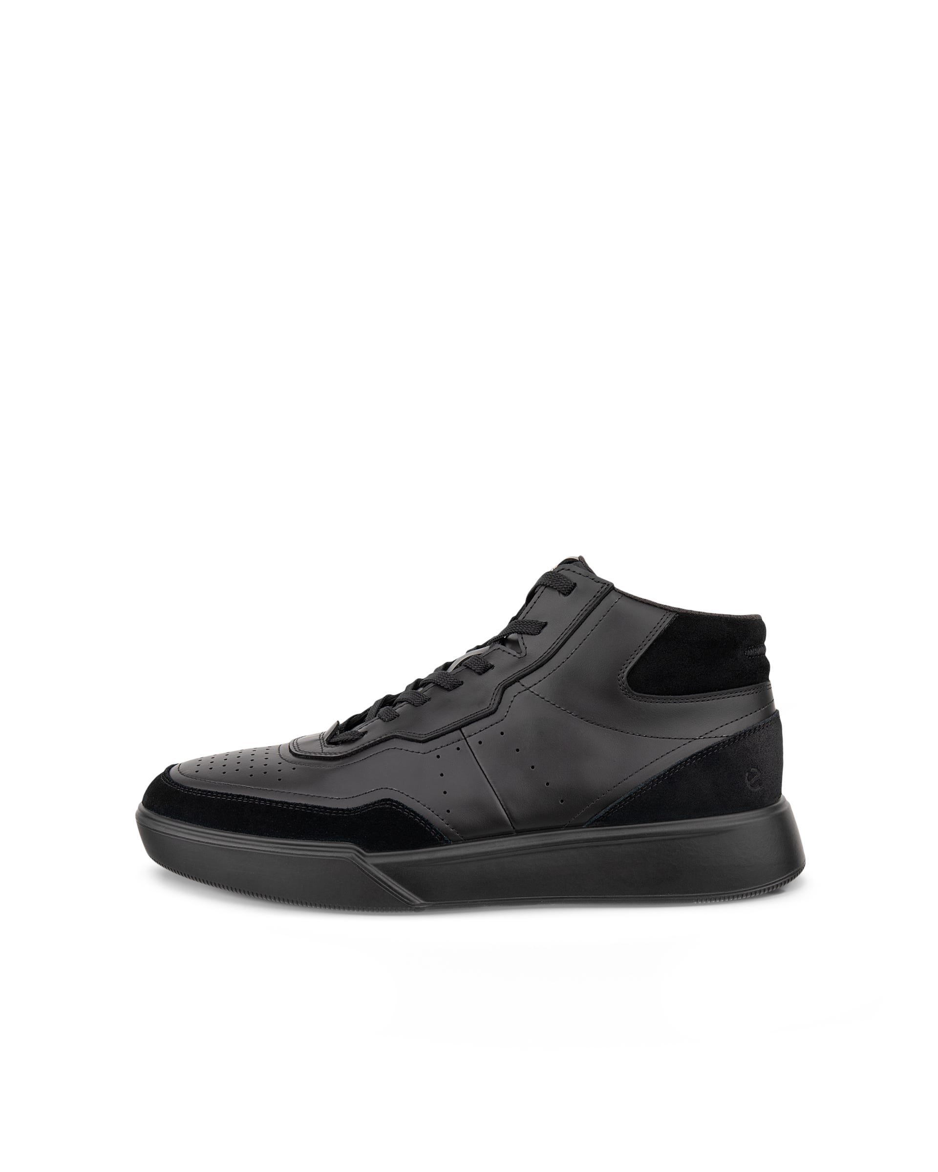 ECCO® STREET COURT heren hoge sneaker in leer Zwart