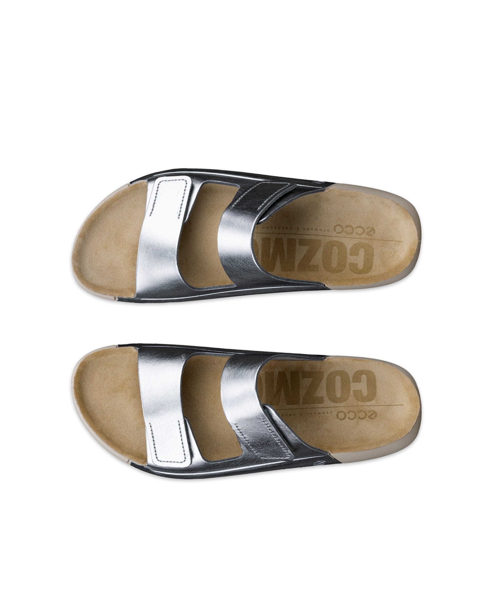 ECCO® Cozmo Skinnsandal med två remmar dam - Metallic - Top left pair