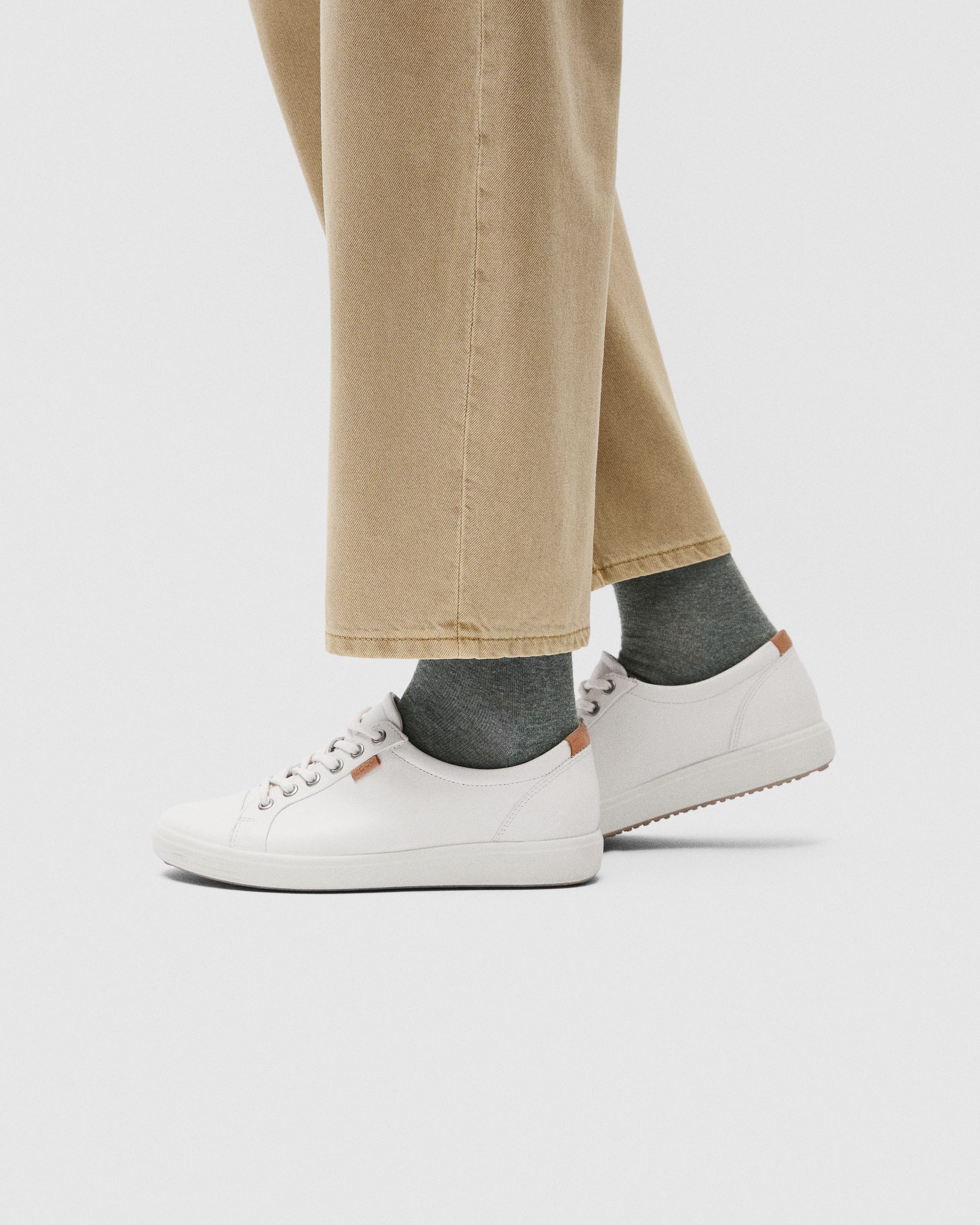 Women's ECCO® Soft 7 Leather Trainer - White - Lifestyle image-1