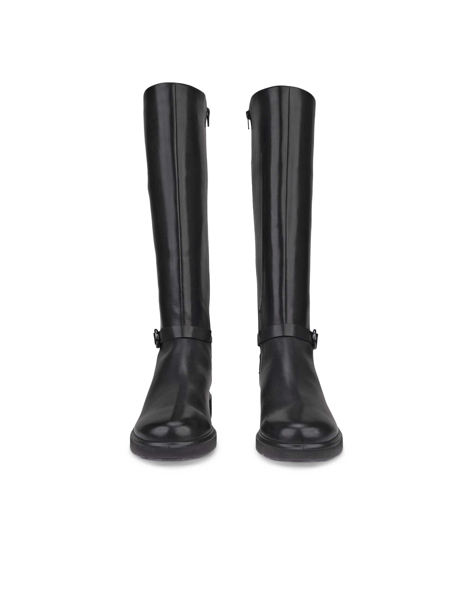 Women's ECCO® Metropole Amsterdam Leather Knee-High Boot - Black - Front pair