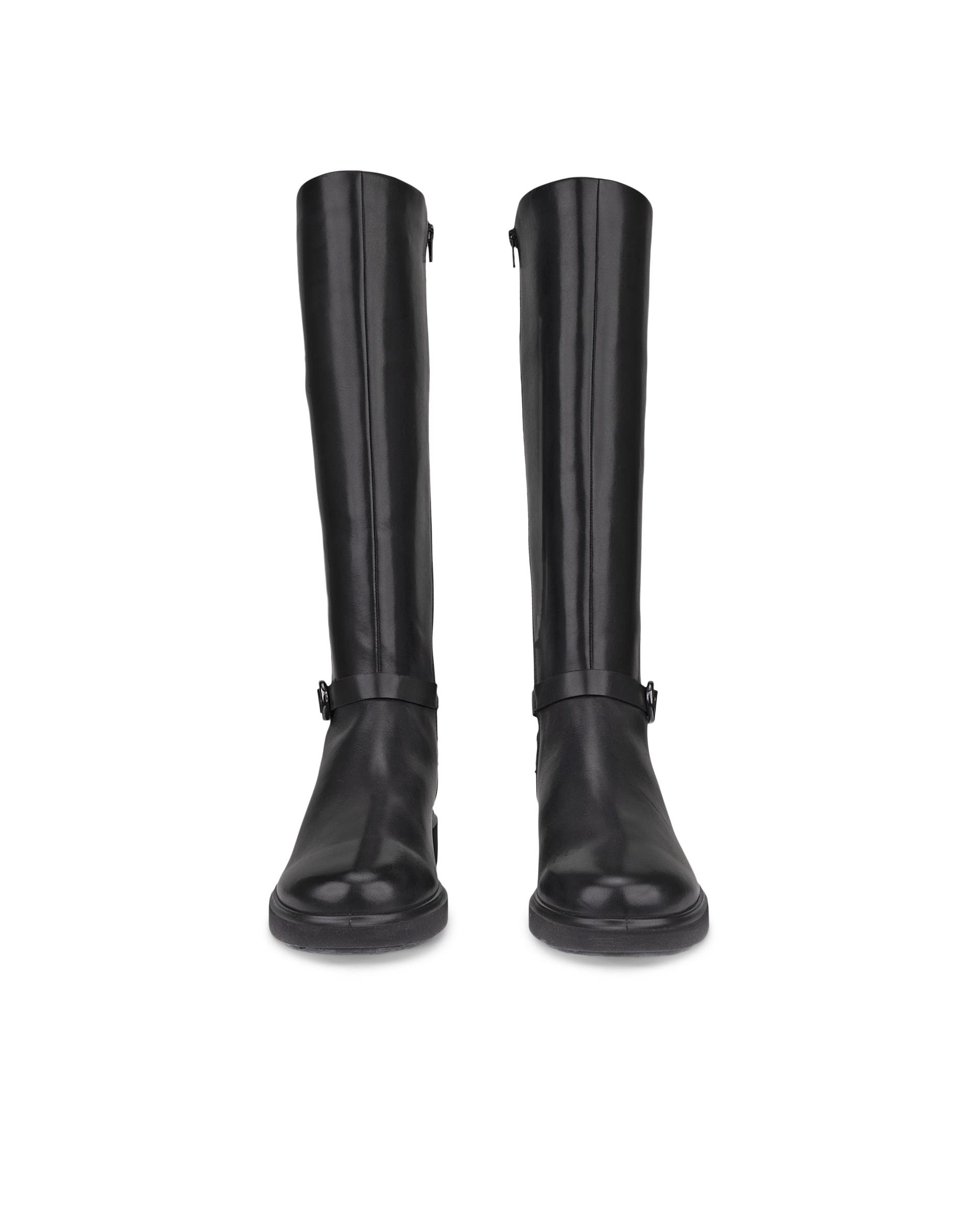 Women's ECCO® Metropole Amsterdam Leather Knee-High Boot - Black - Front pair