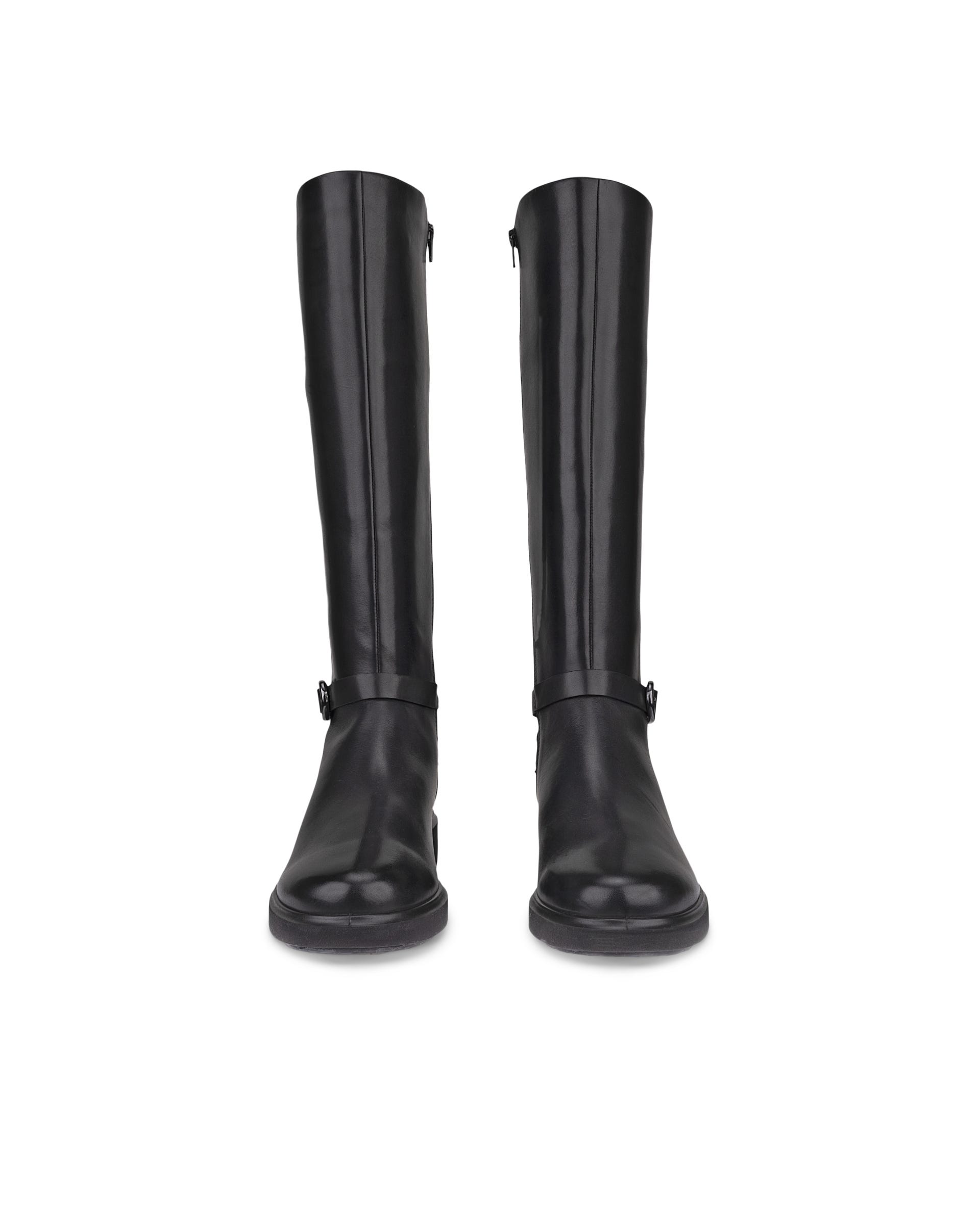 Women's ECCO® Metropole Amsterdam Leather Knee-High Boot - Black - Front pair