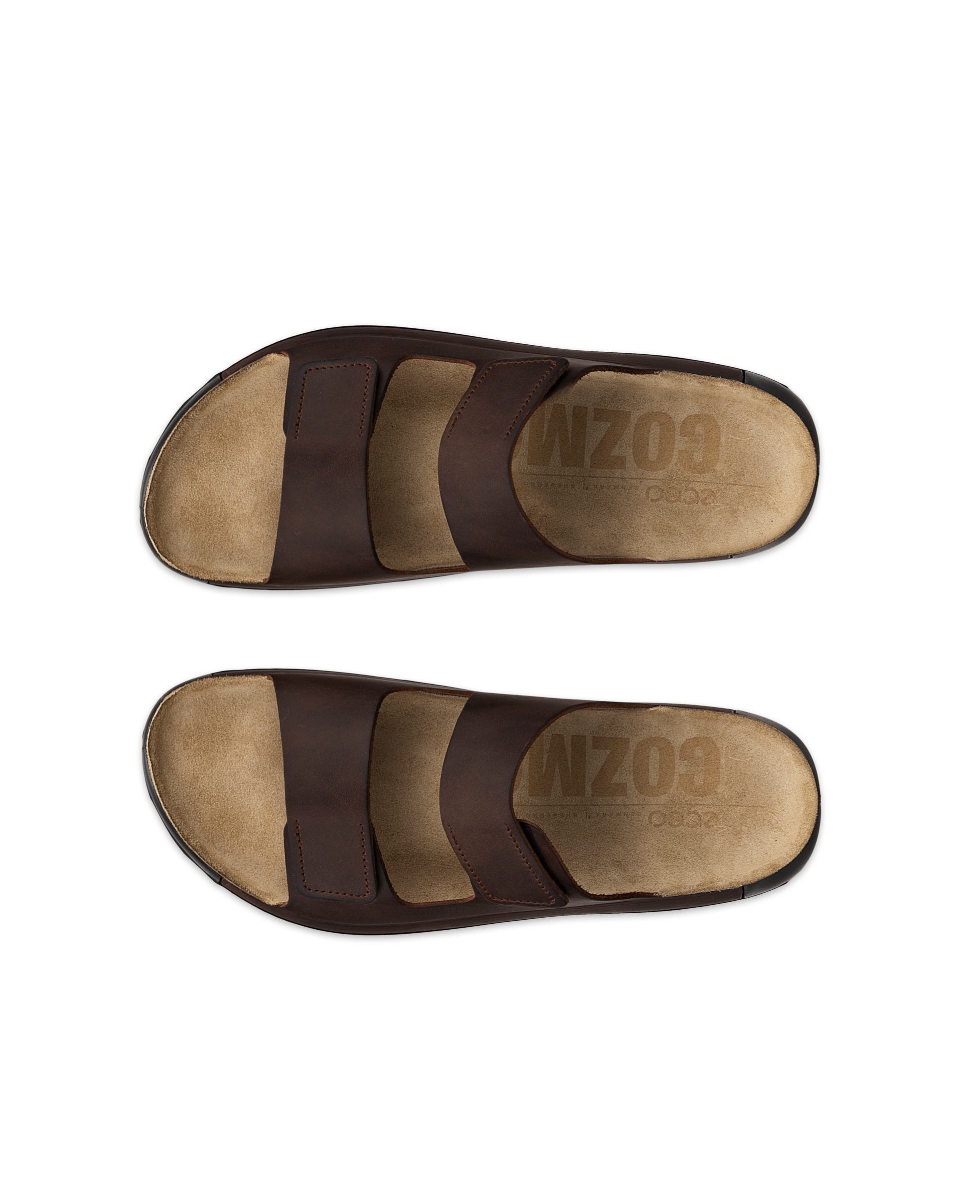 Sandalias con dos tiras de nobuk  ECCO® Cozmo para hombre - Marrón - Top left pair