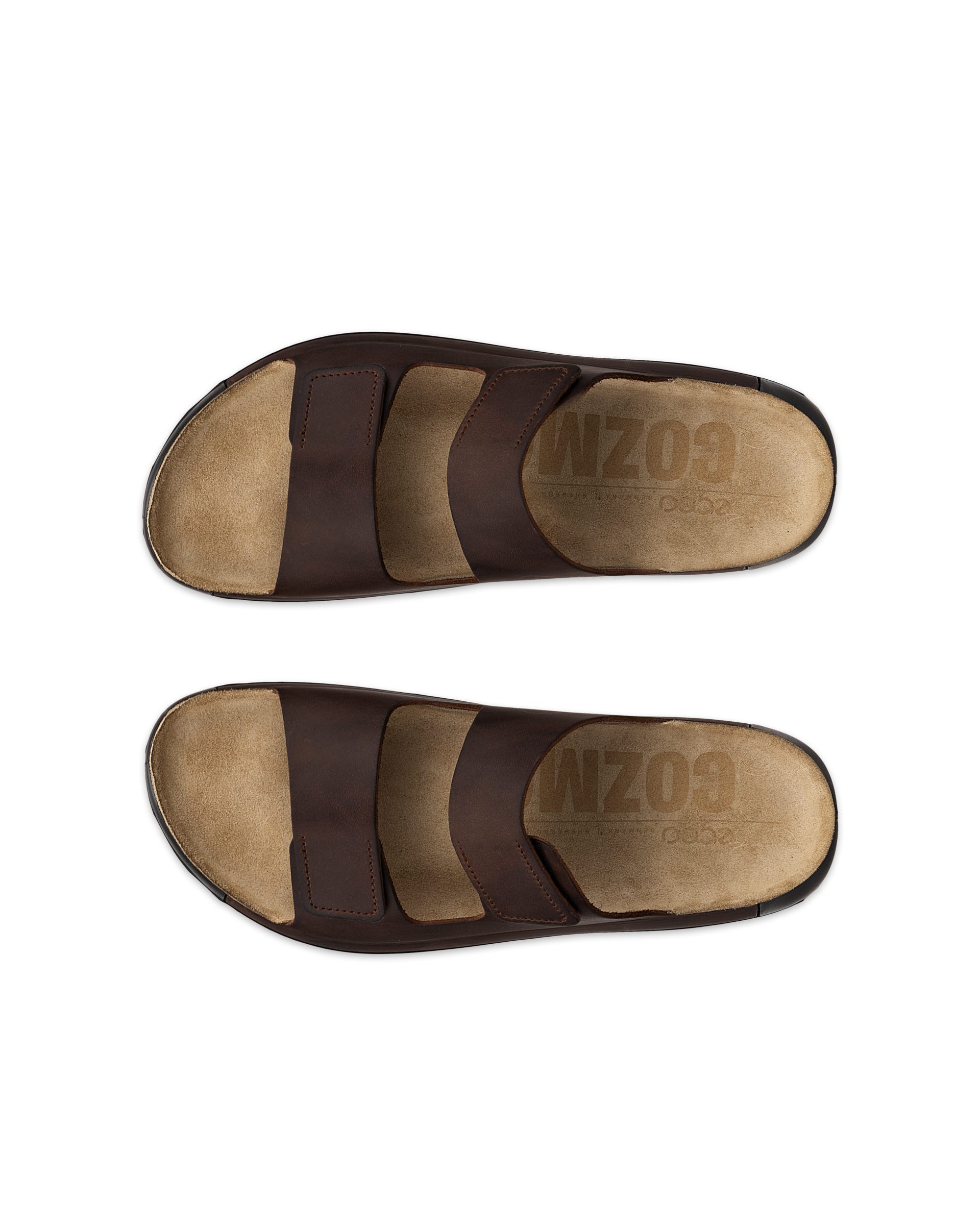 Sandalias con dos tiras de nobuk  ECCO® Cozmo para hombre - Marrón - Top left pair