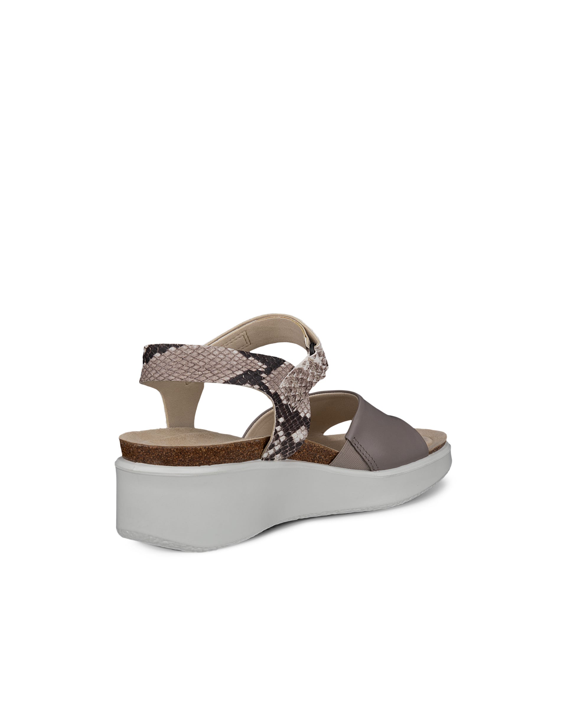 ECCO® Flowt Wedge Cork sandale compensée liège et cuir pour femme - Gris - Back
