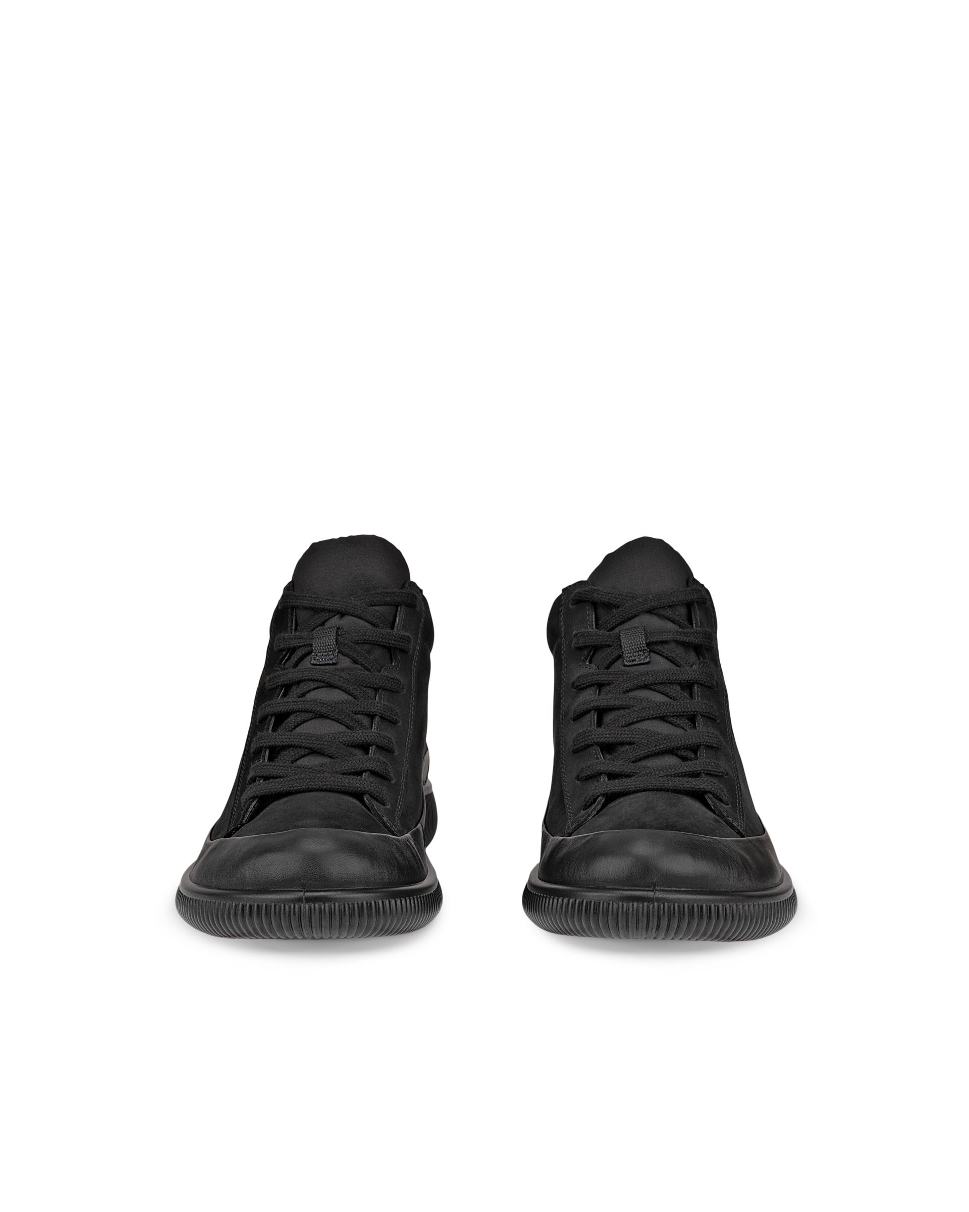 ECCO® SOFT ZERO Vattentät halvhög nubuckkänga dam - Svart - Front pair