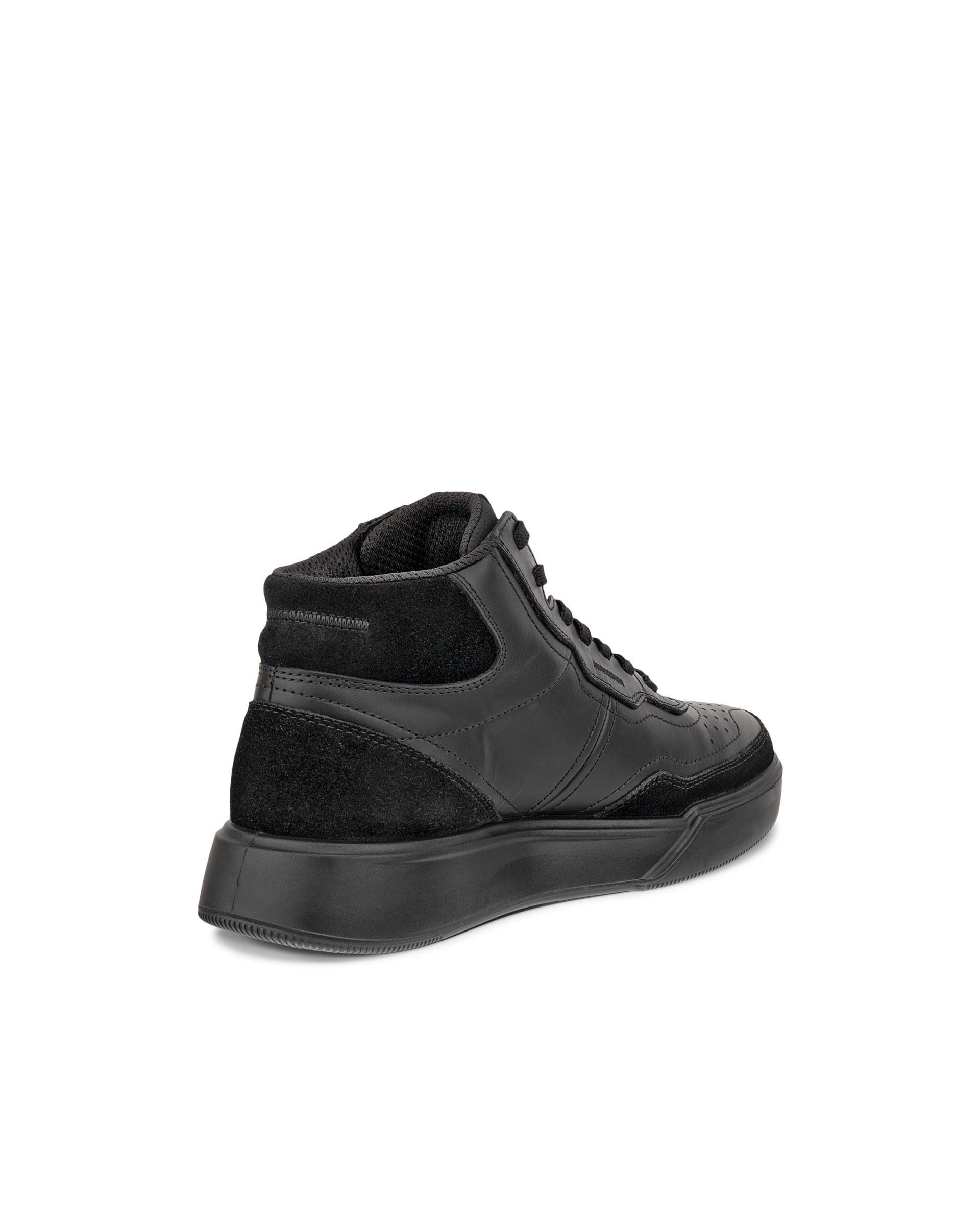 ECCO® STREET COURT dames hoge sneaker in leer - Zwart - Back