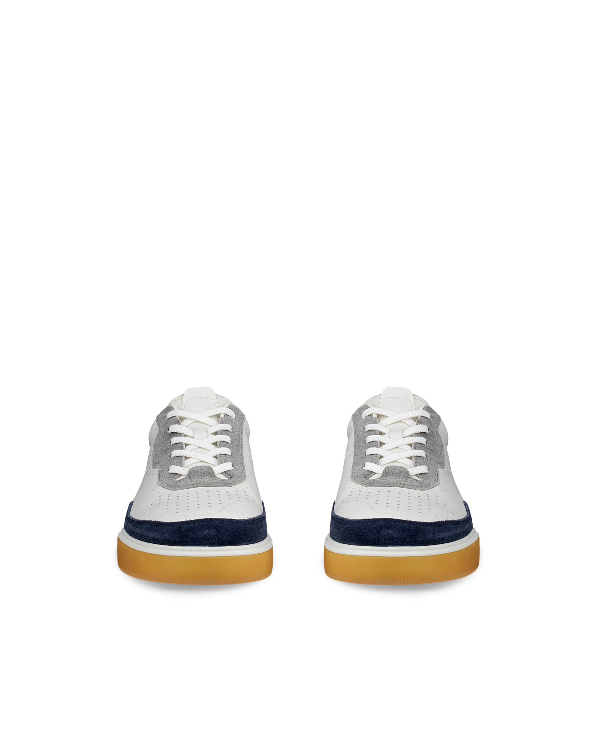 Men's ECCO® Street Court Leather Trainer - White - Front pair