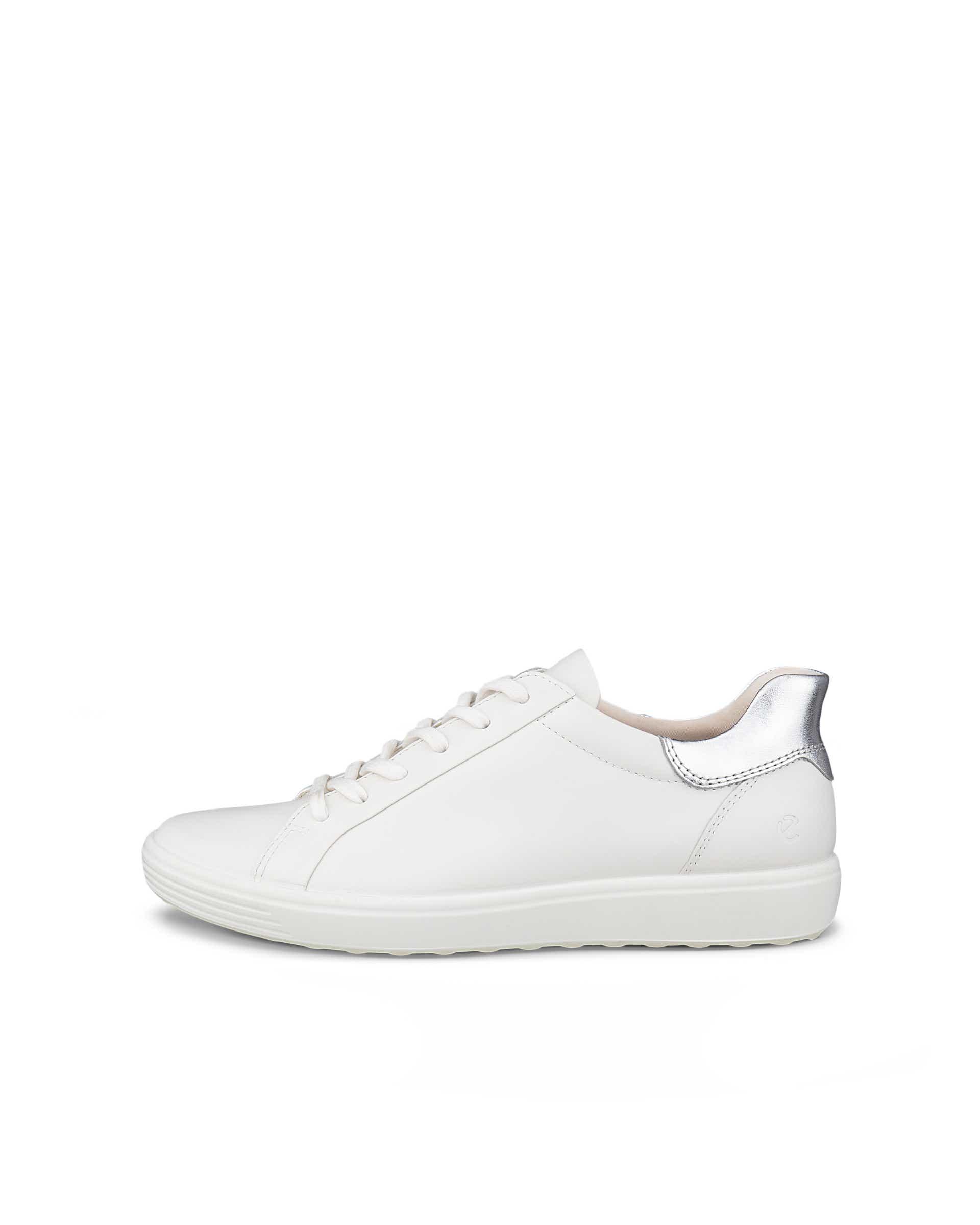Women's ECCO® Soft 7 Leather Trainer - White - Outside