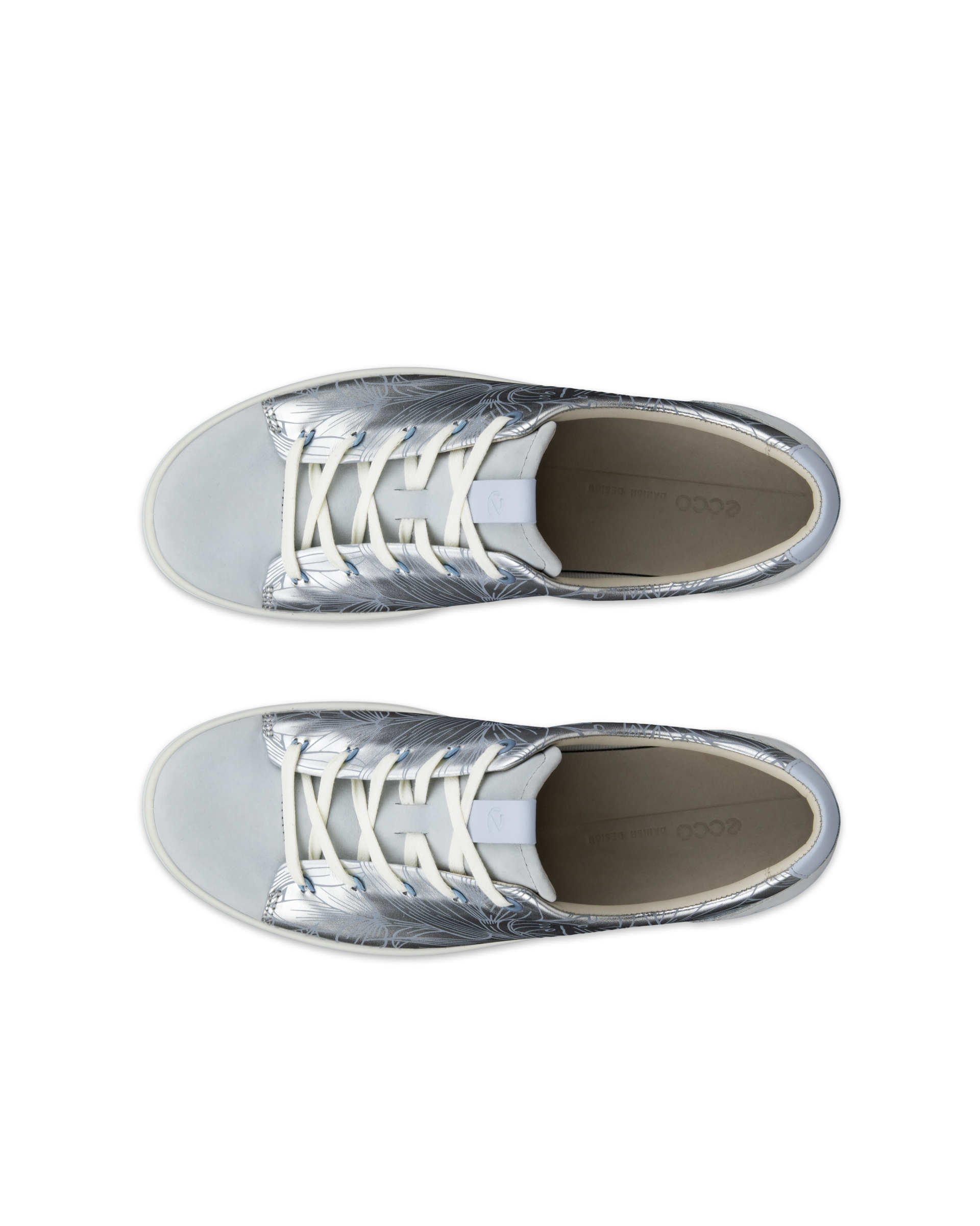Women's ECCO® Soft 7 Leather Floral Shoe | Silver