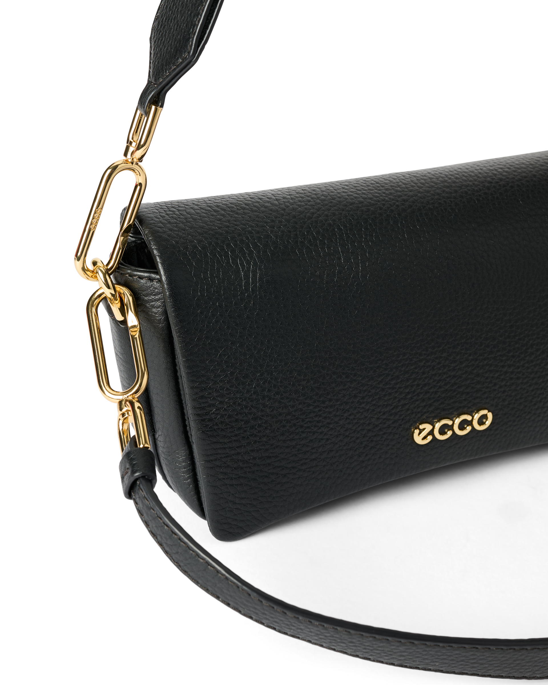 ECCO® Medium Soft Pebbled Pinch Leather Crossbody Bag | Black