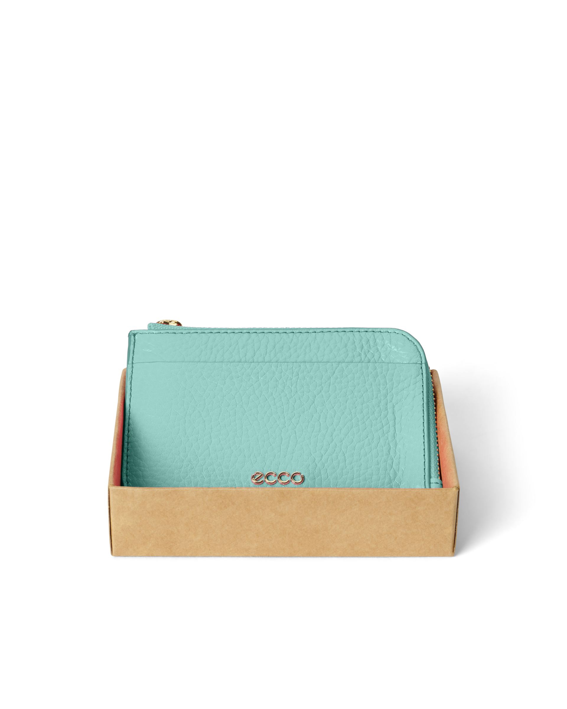 ECCO Card Case Zipped Pebbled レザーカードケース | ブルー