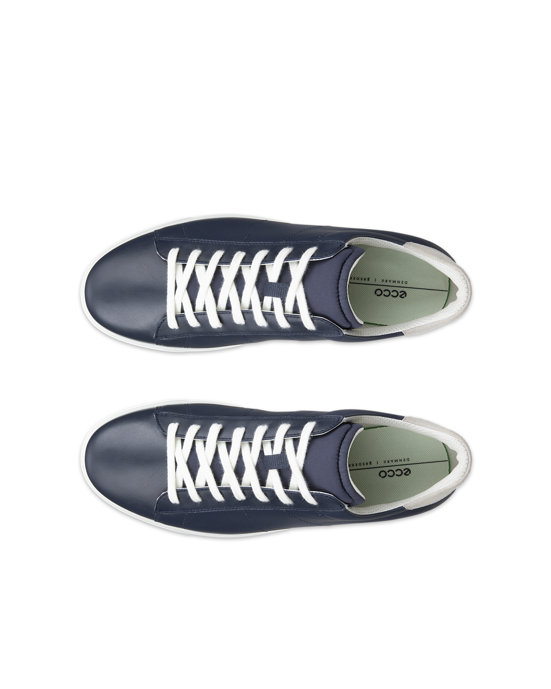 Men's ECCO® Street Lite Leather Trainer - Blue - Top left pair