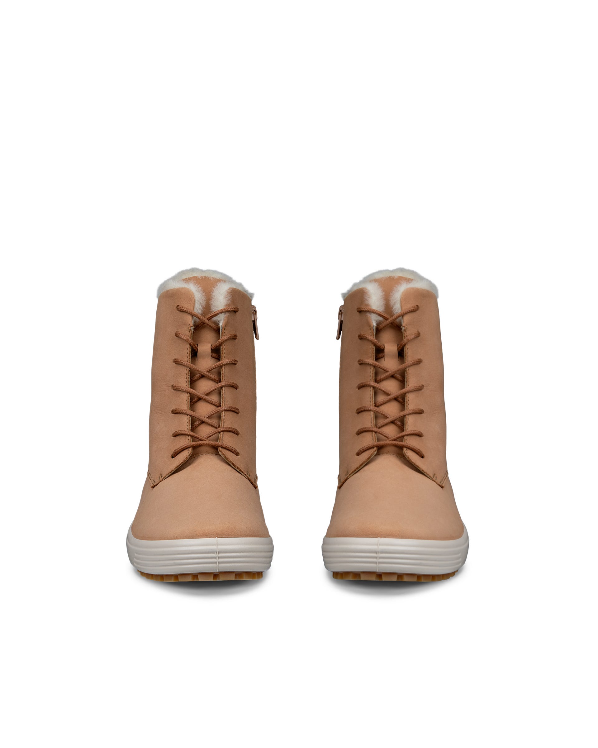 Women's ECCO® Soft 7 Tred Leather Mid-Cut Boot - Brown - Front pair