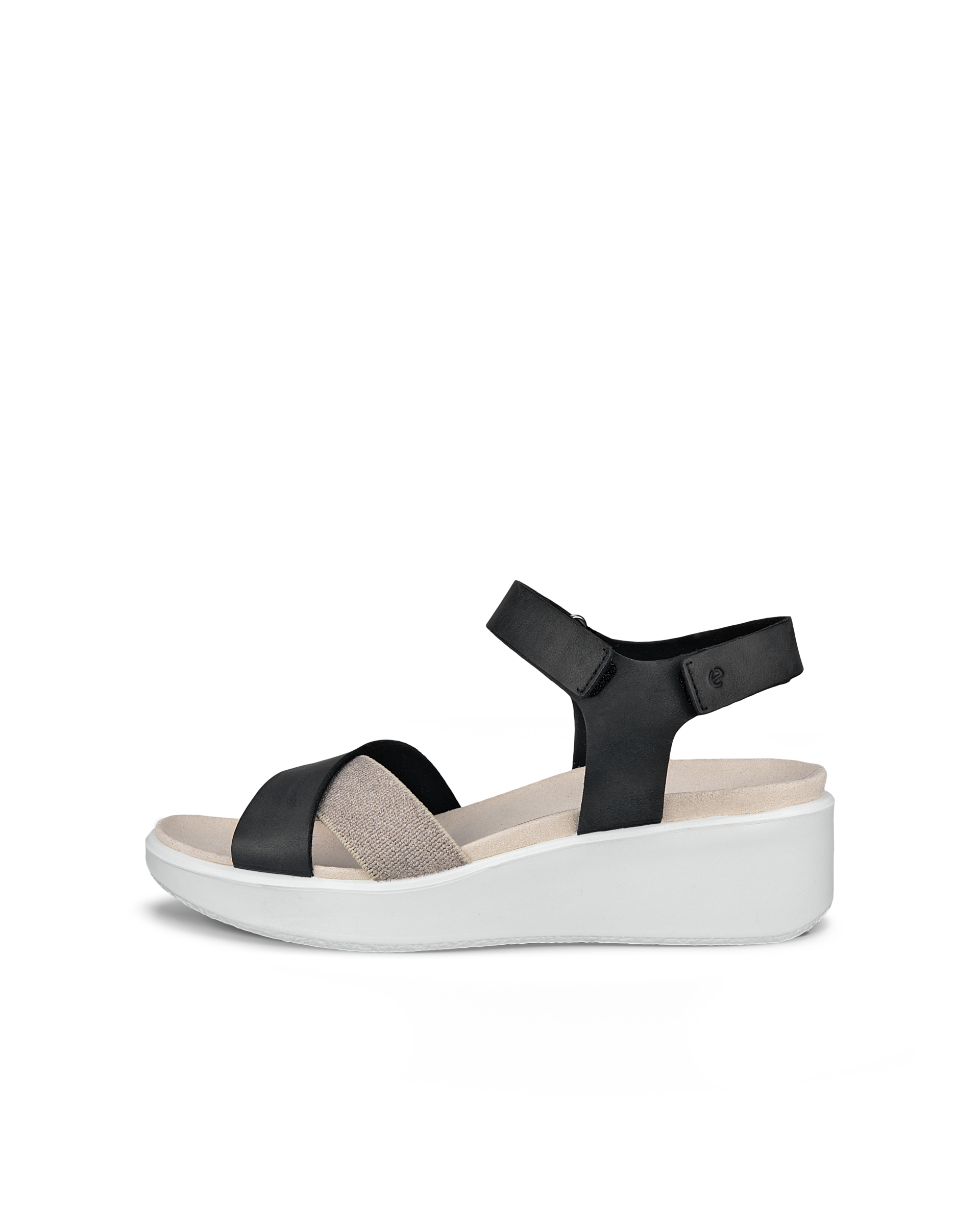 ECCO FLOWT WEDGE LX - Women's Nubuck Wedge Sandal - Black - 40