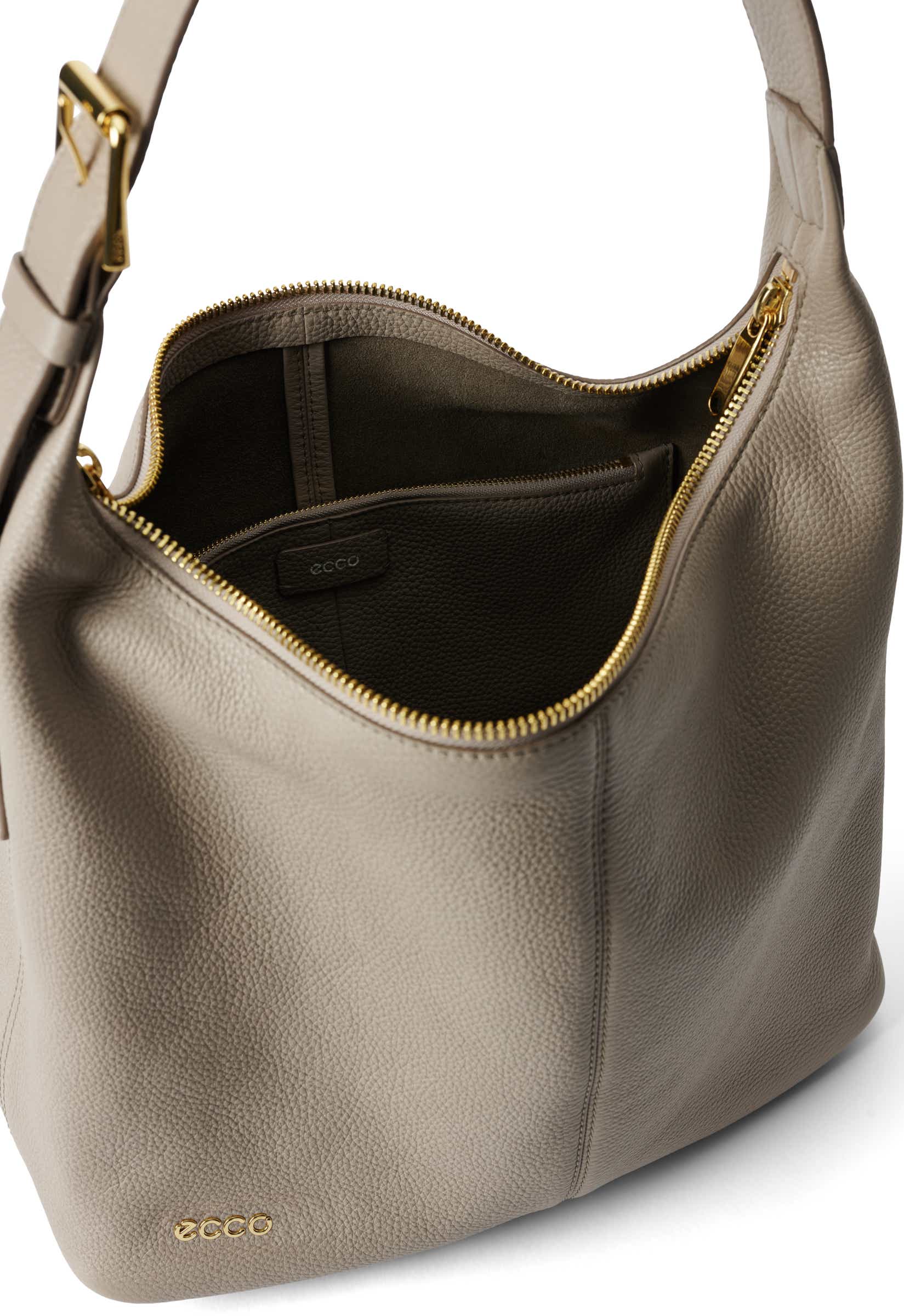 ECCO® Hobo Leather Hobo Bag - Beige - Inside