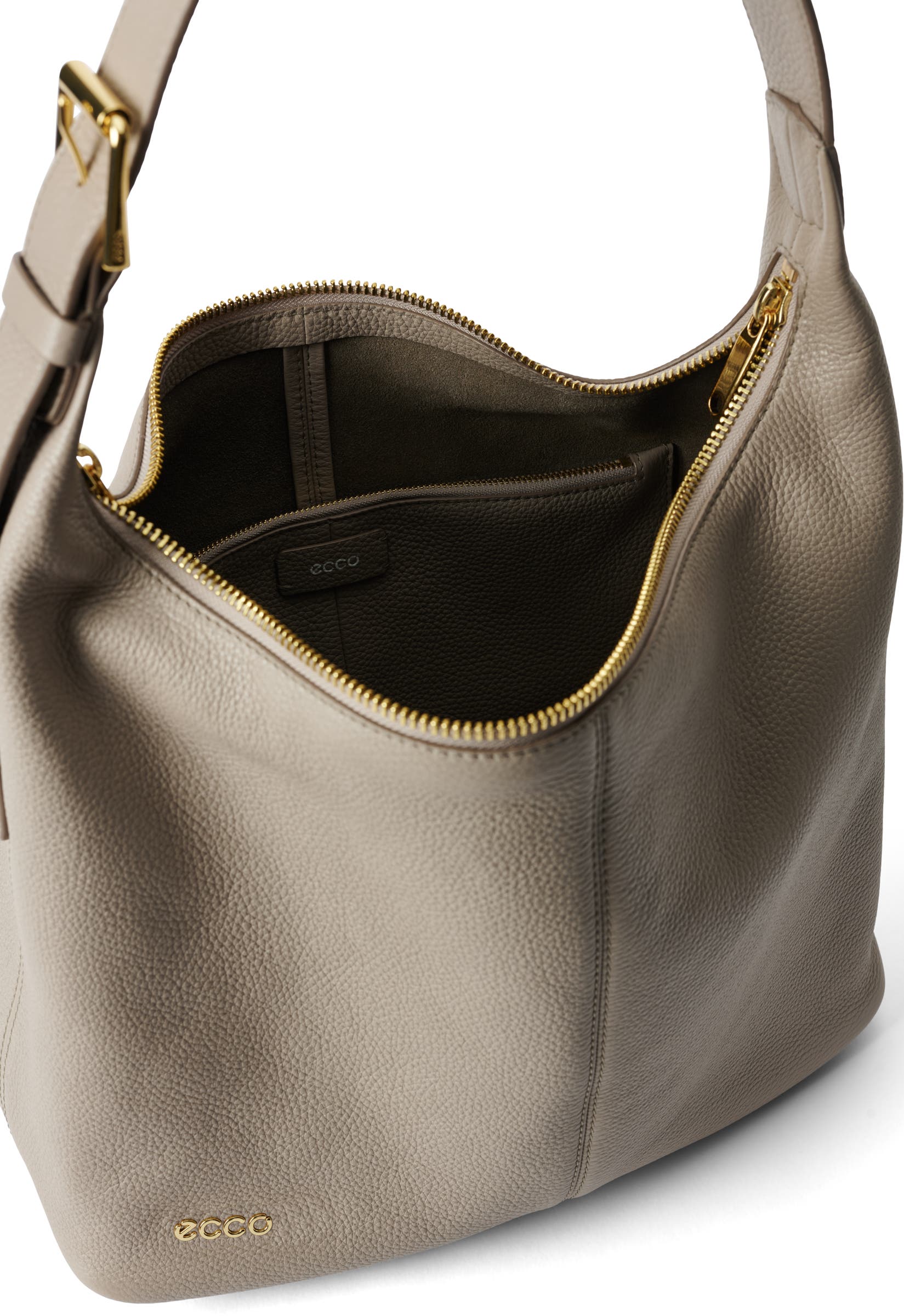ECCO® Hobo Leather Hobo Bag - Beige - Inside