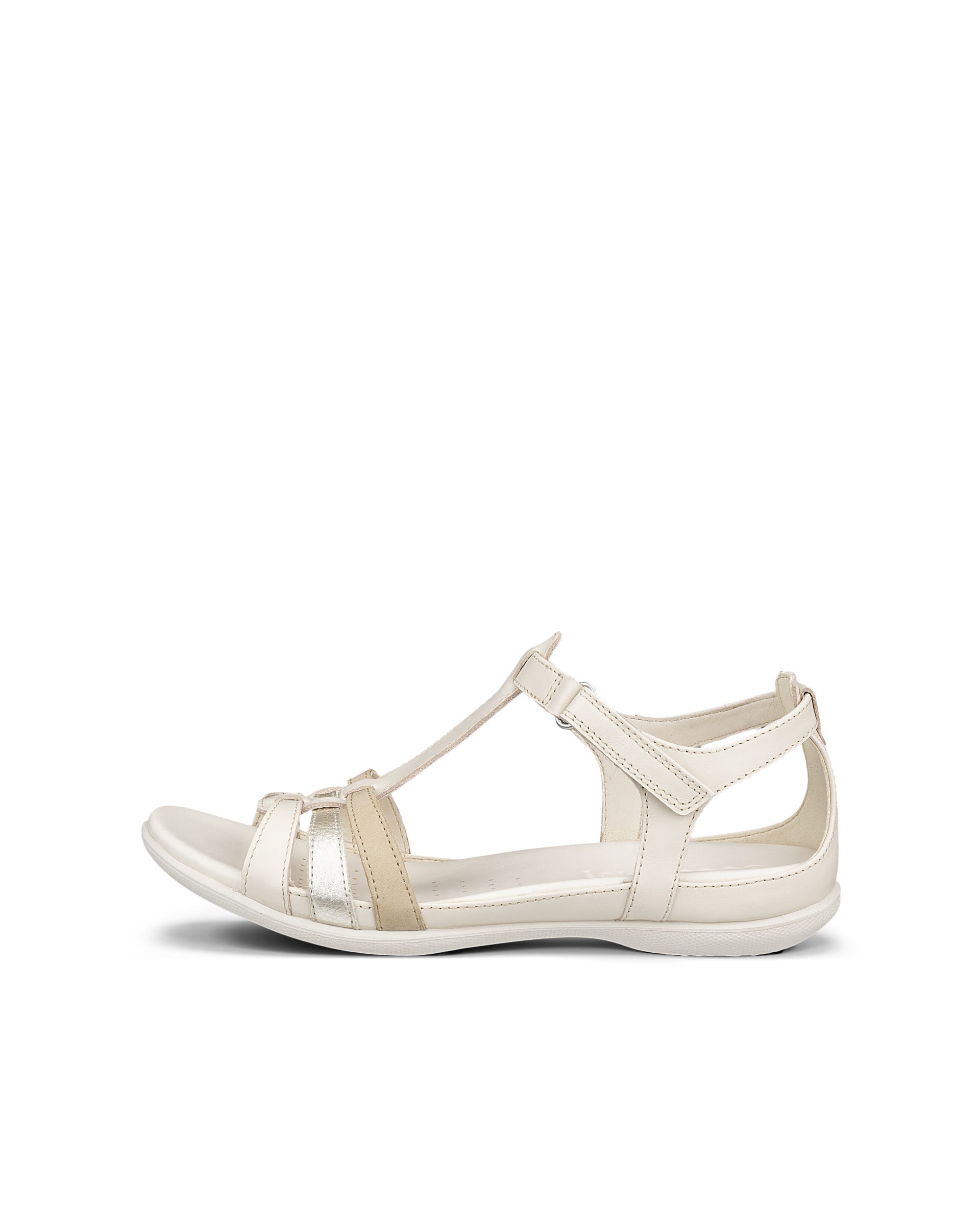 Women's ECCO® Flash Leather T-Bar Sandal - Beige - Outside