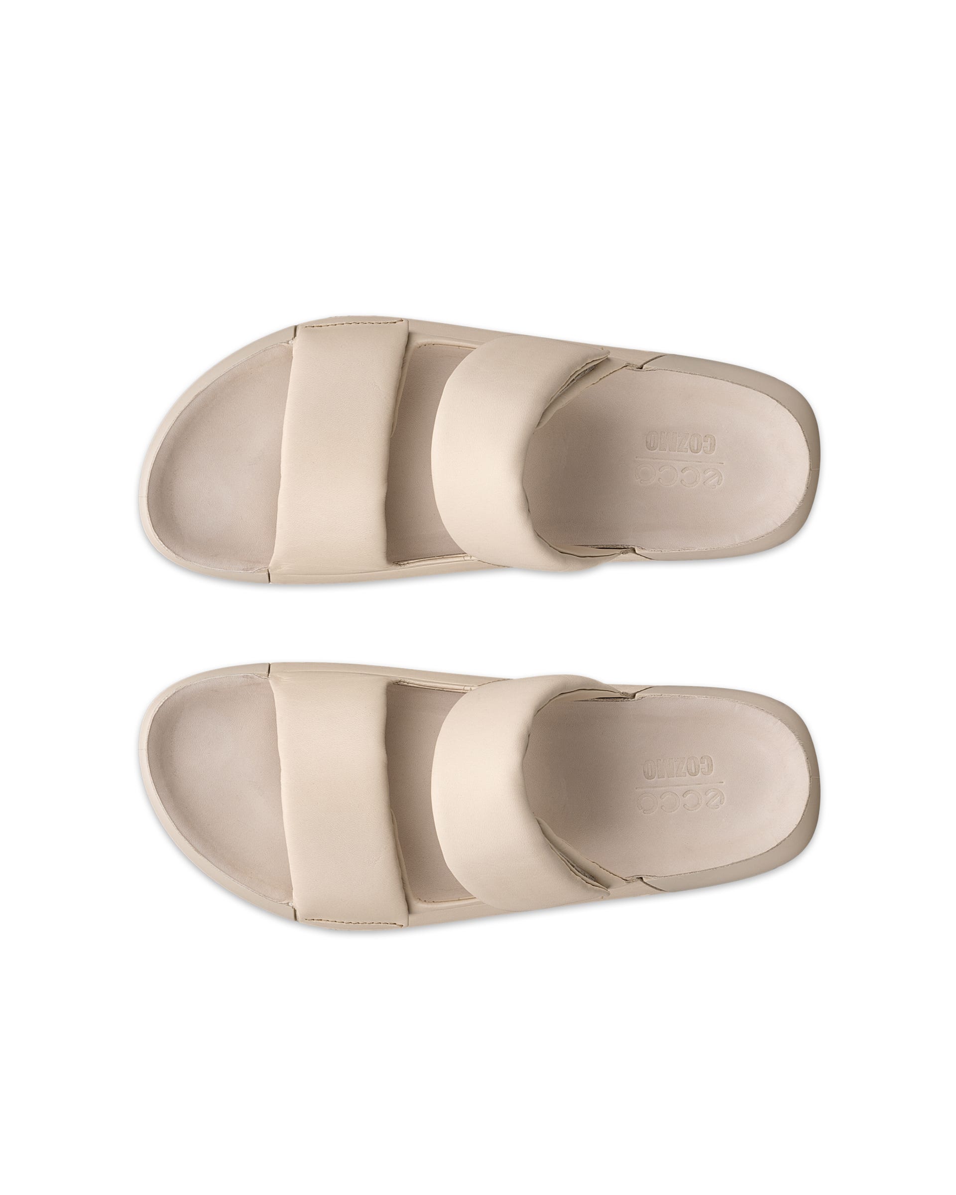 ECCO® Cozmo PF Damen Ledersandale mit zwei Riemen - Beige - Top left pair