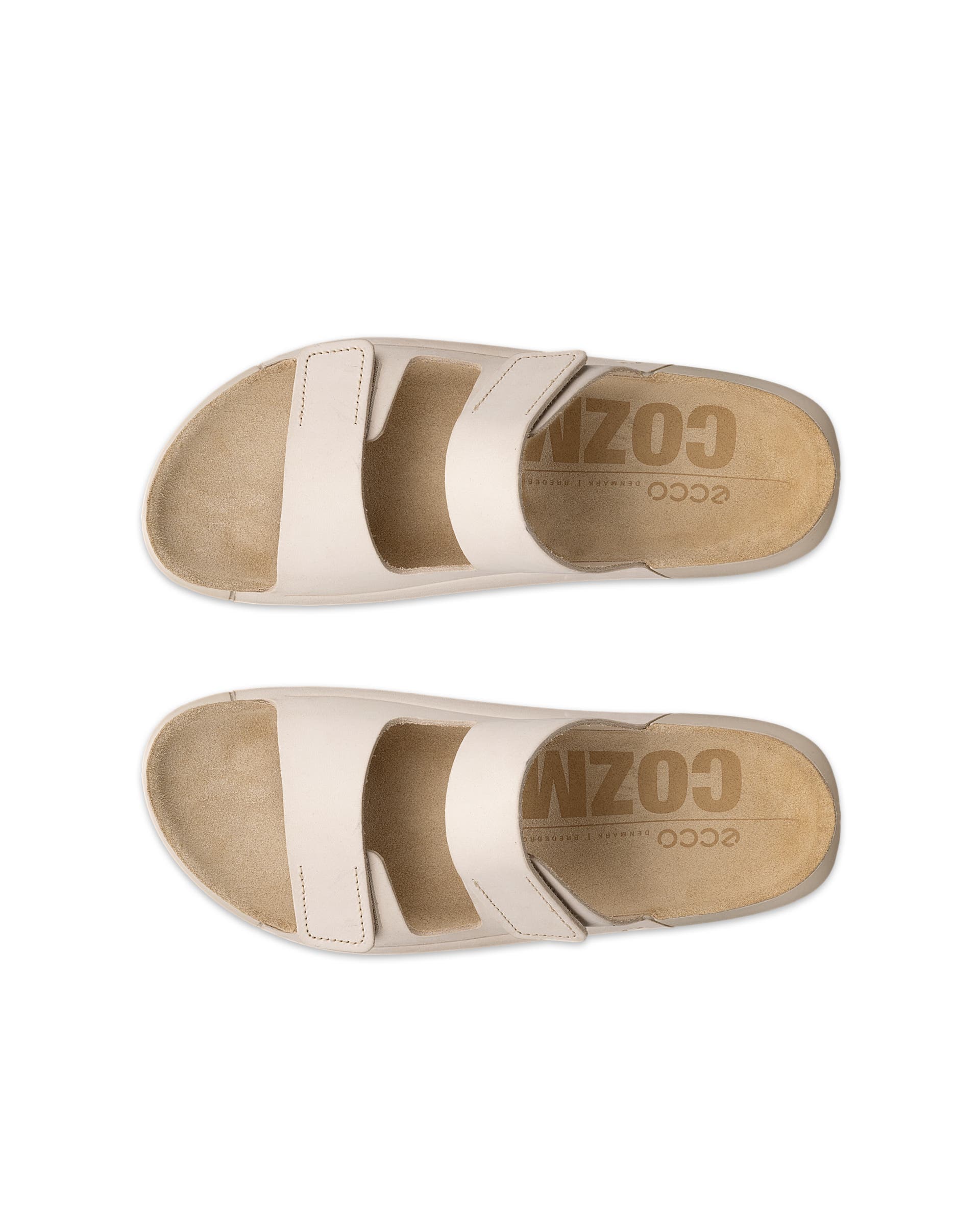 ECCO® Cozmo ženske sandale od nabuka s dvjema trakama - Bež - Top left pair