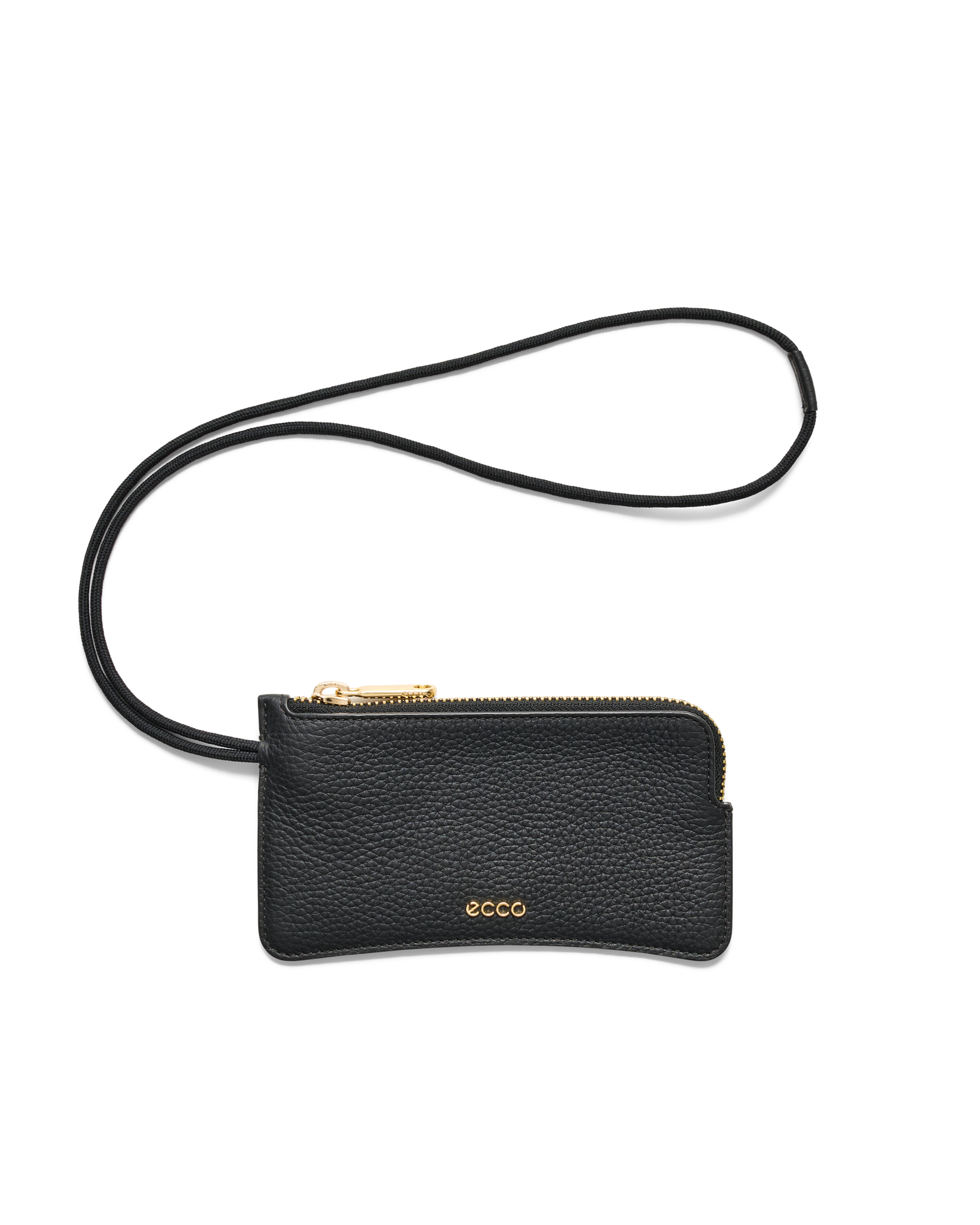 Women's ECCO® Wristlet Soft Pebbled Leather Small Pouch Bag | Black